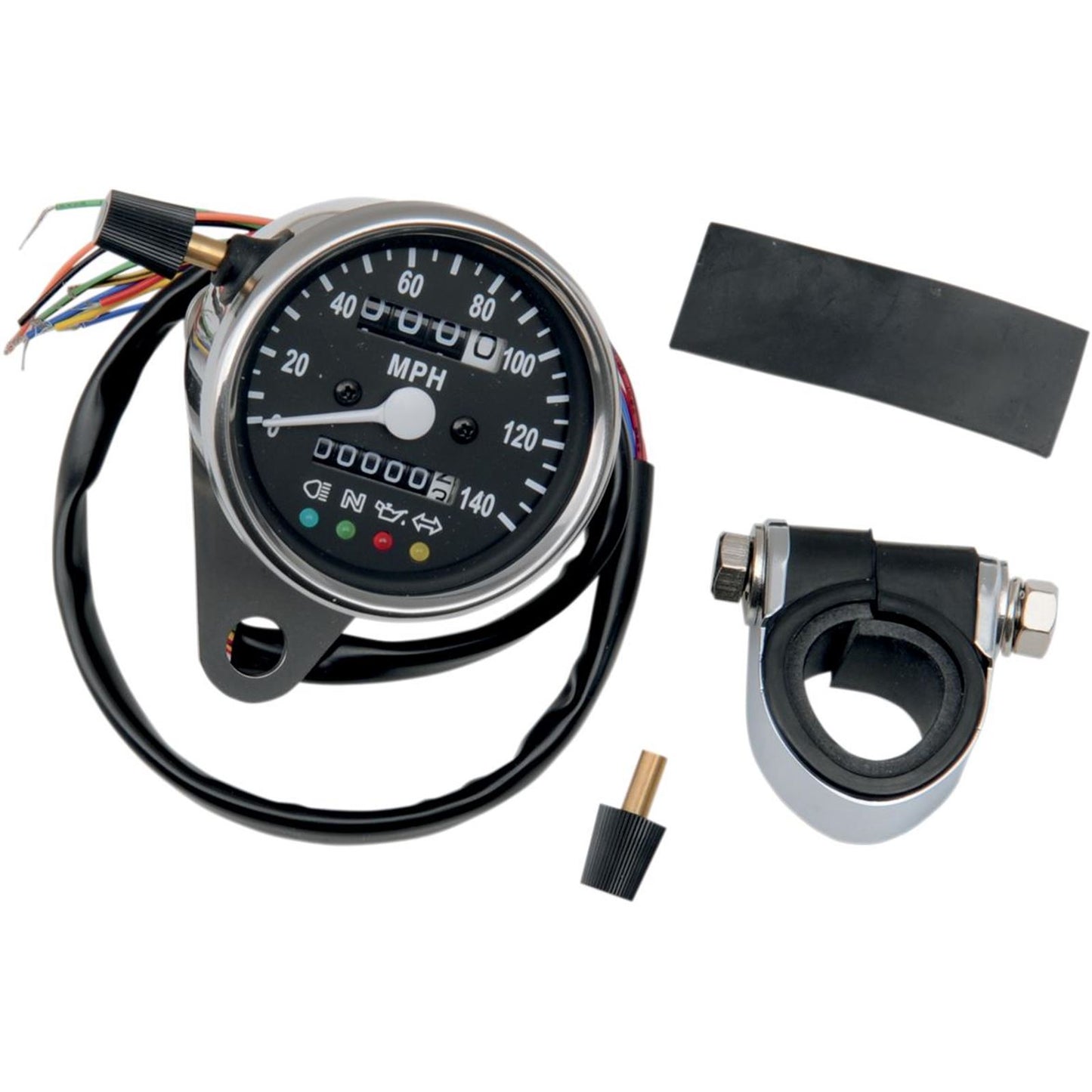 Drag Specialties 2.4" MPH Mini Mechanical Speedometer With LED Indicators - Black Face 2210-0210_254277