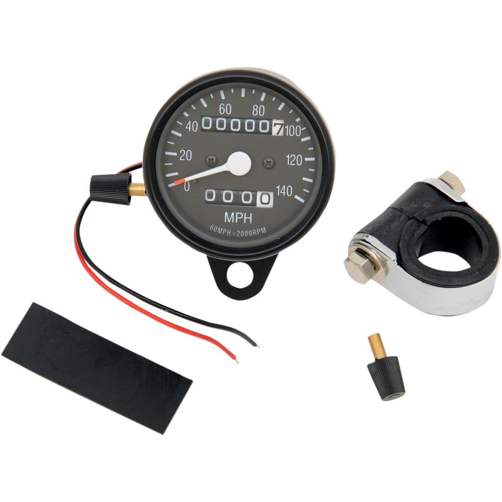 Drag Specialties 2.4" MPH Mini Speedometer/Indicators/Trip - Black Face - 2:1 2210-0251_254280