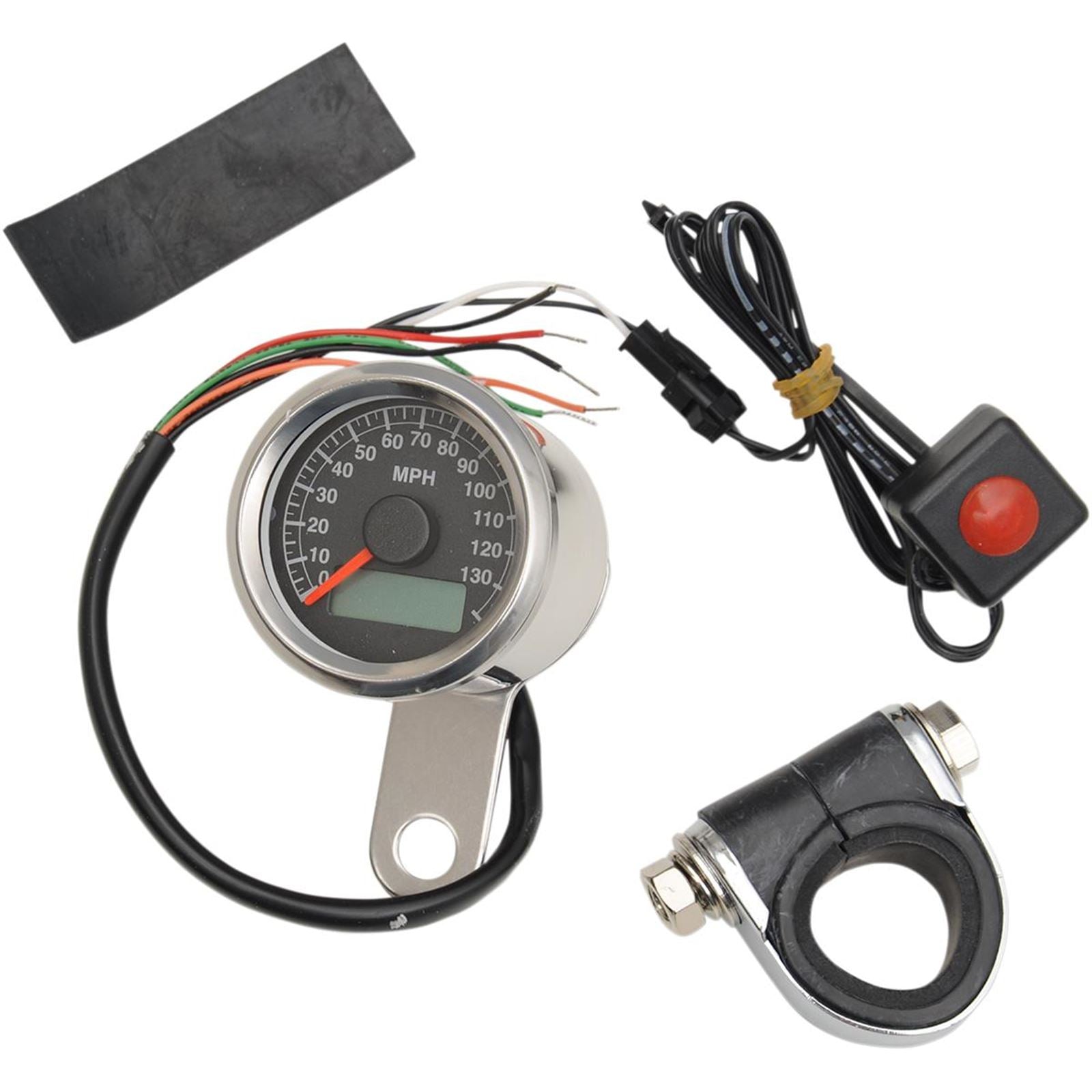 Drag Specialties 1.87" MPH Programmable Mini Electronic Speedometer Polished Black Face 2210-0172_254281