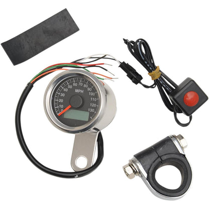 Drag Specialties 1.87" MPH Programmable Mini Electronic Speedometer Polished Black Face 2210-0172_254281