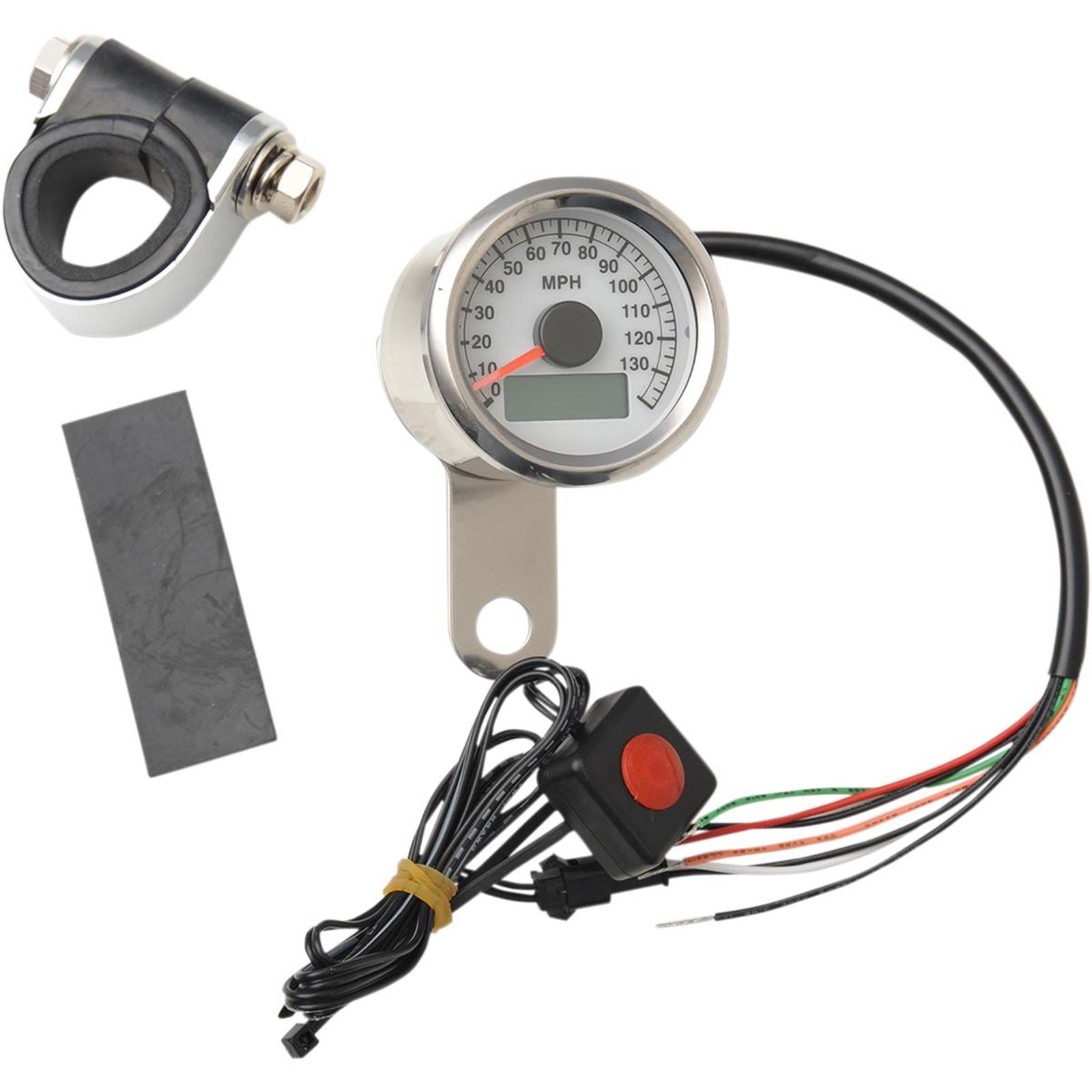 Drag Specialties 1.87" MPH Mini Electronic Speedometer W/Odometer/Tripmeter -White Face 2210-0173_254283