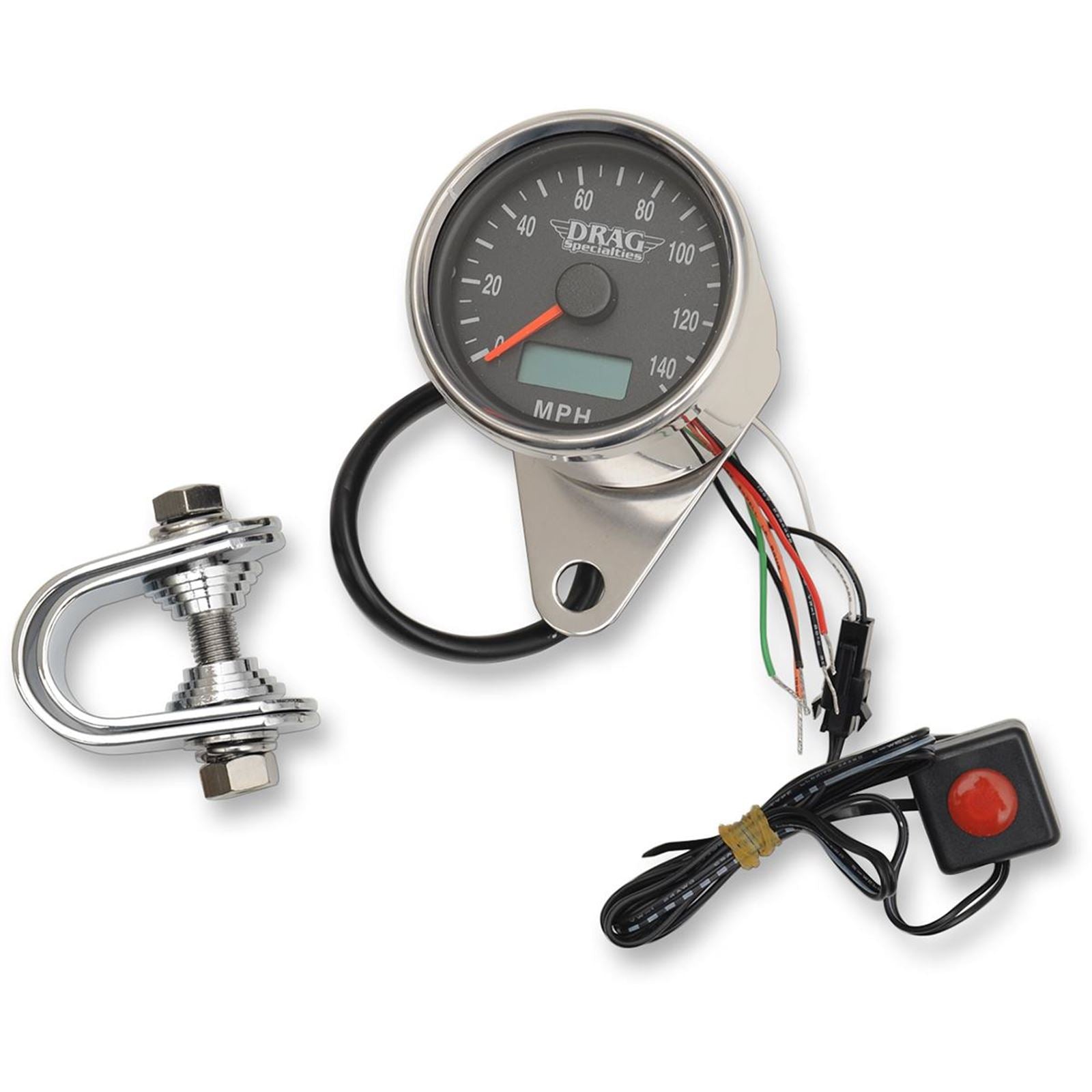 Drag Specialties 2.4" MPH Programmable Mini Electronic Speedometer Polished Black Face 2210-0174_254284