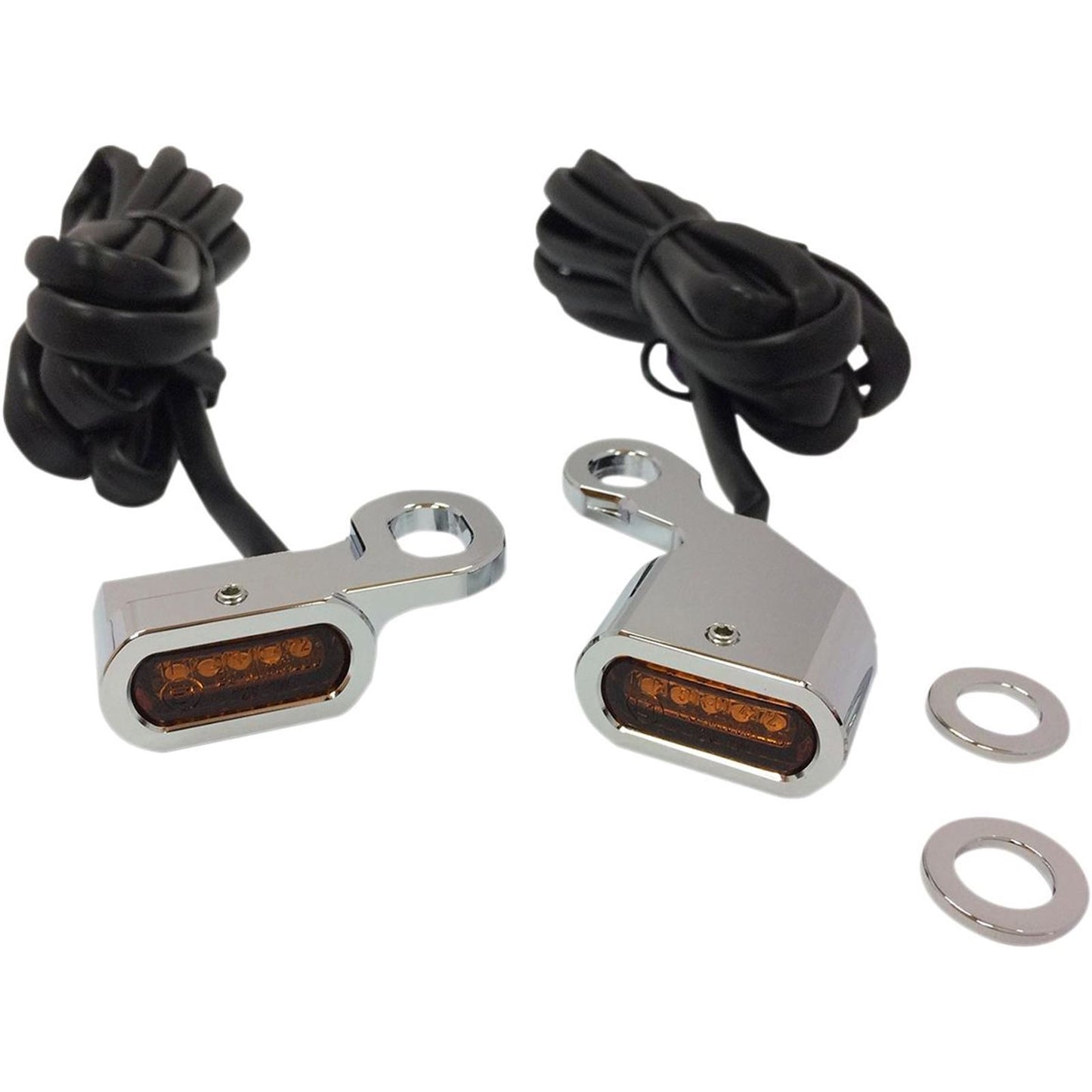 Drag Specialties LED Handlebar Marker Lights - Chrome/Amber 2040-2132_254402