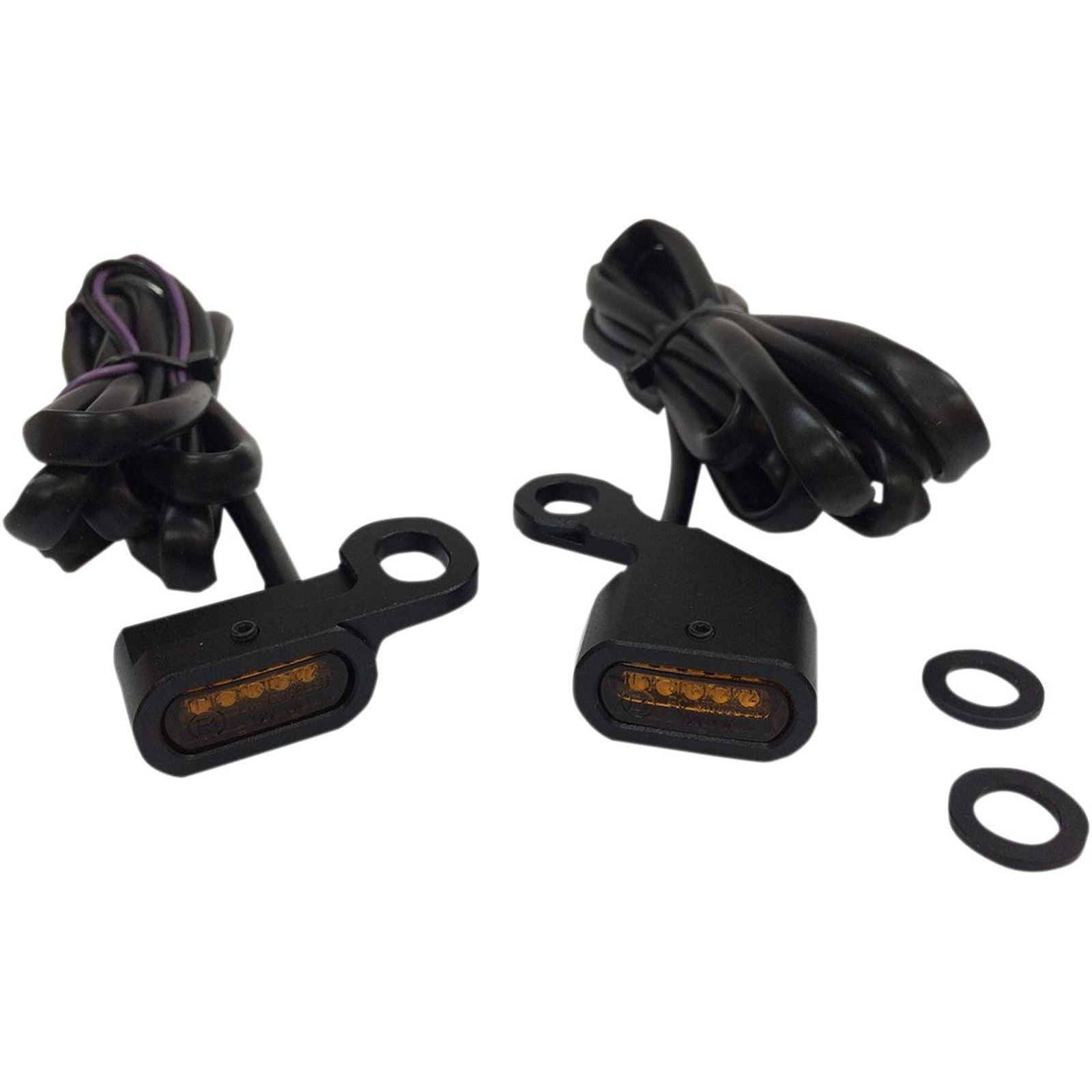 Drag Specialties LED Handlebar Marker Lights - Black/Amber 2040-2134_254405