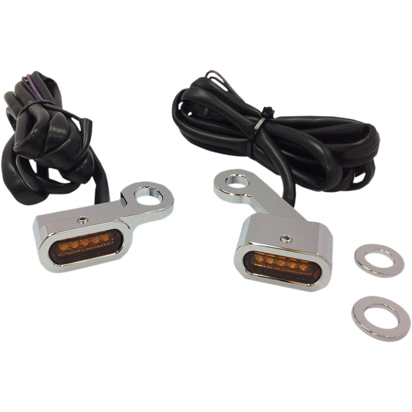 Drag Specialties LED Handlebar Marker Lights - XL - Chrome/Amber 2040-2136_254407