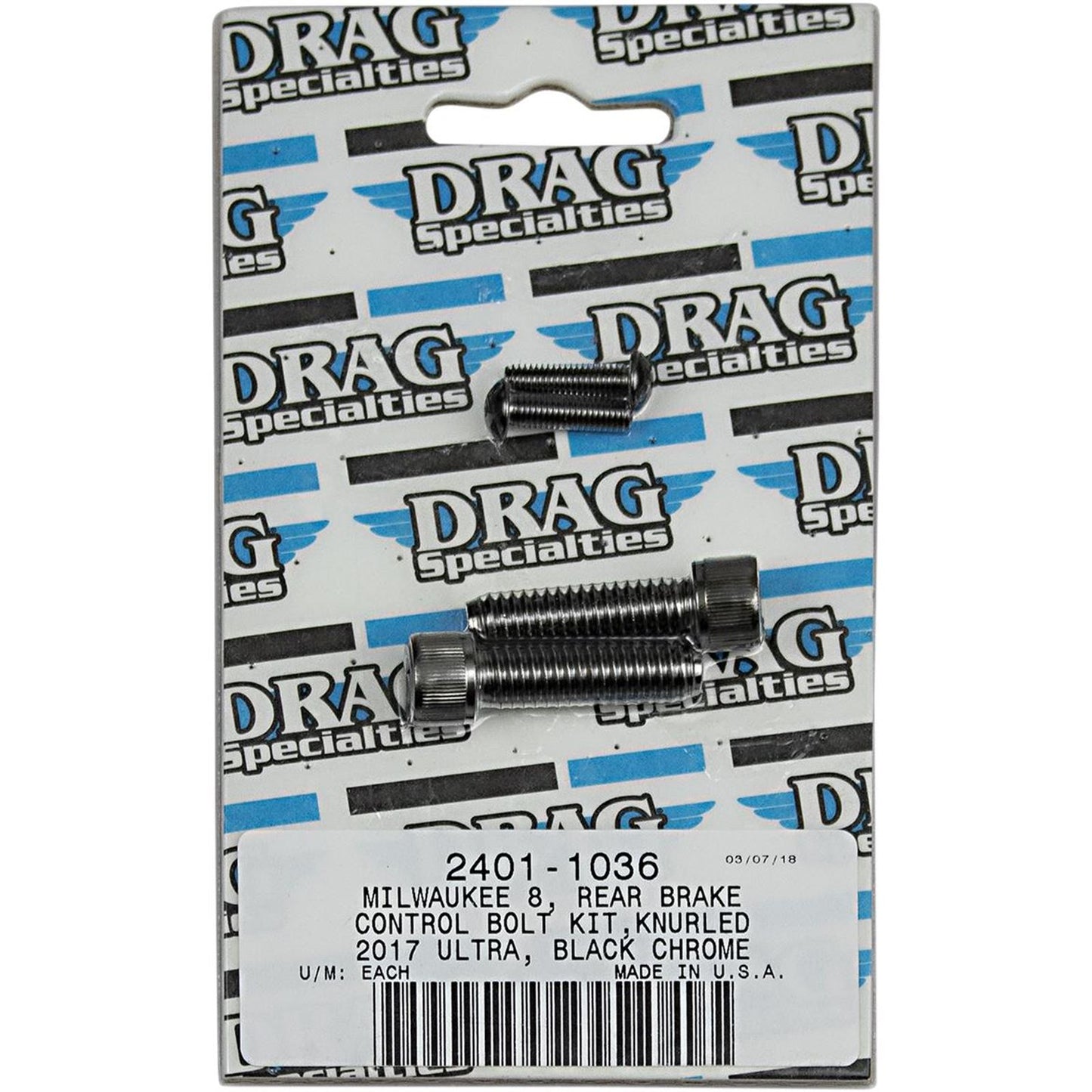 Drag Specialties Bolt Kit Milwaukee-Eight Rear Brake Black/Control Knurled [MPN: 2401-1036]_254465