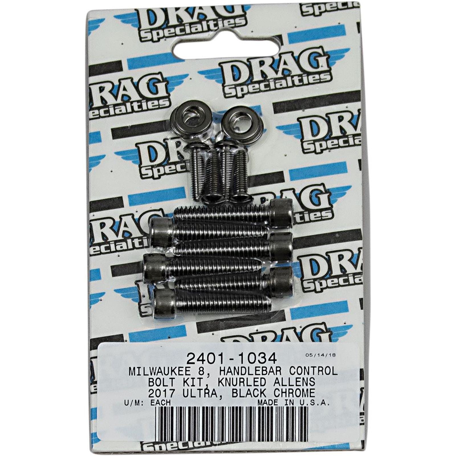 Drag Specialties Bolt Kit Milwaukee-Eight Hand Black/Chrome Knurled 2401-1034_254476