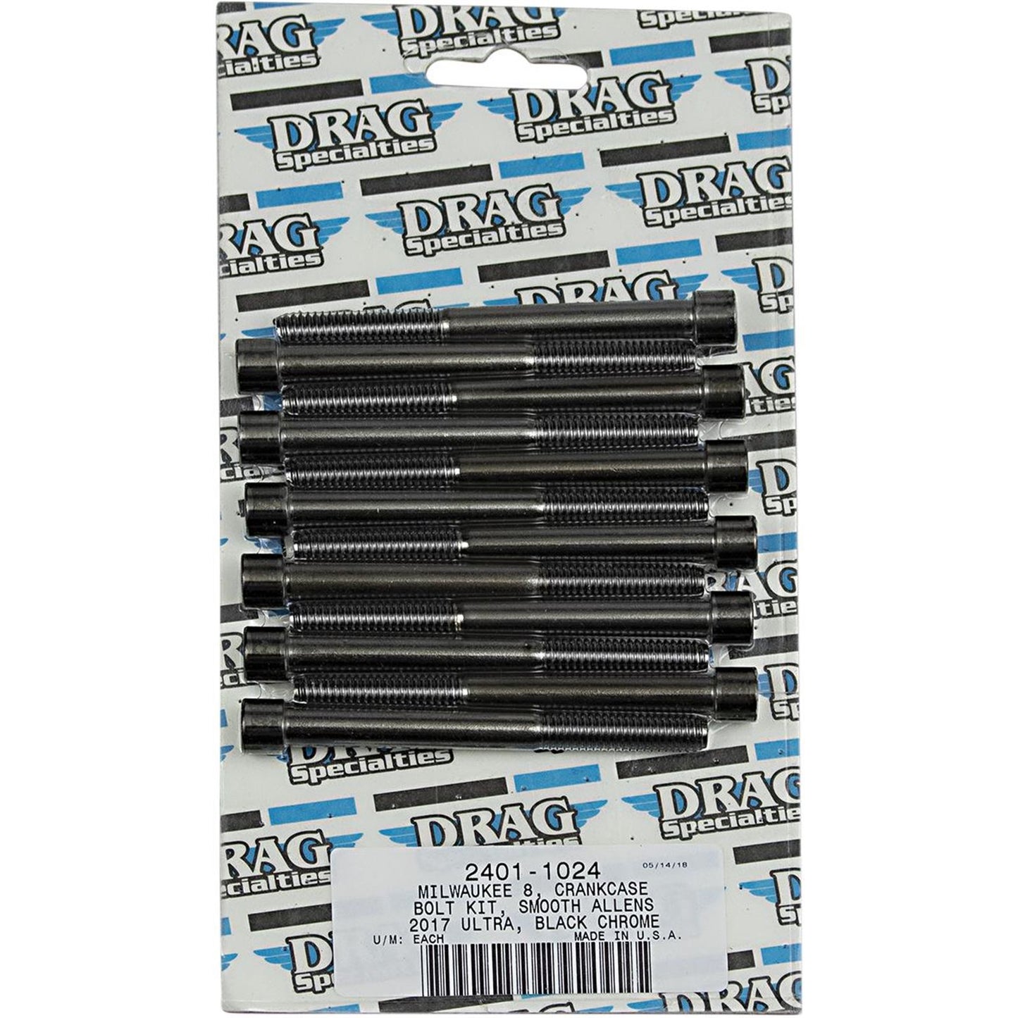 Drag Specialties Bolt Kit Milwaukee-Eight Crankcase Black/Chrome Smooth [MPN: 2401-1024]_254478
