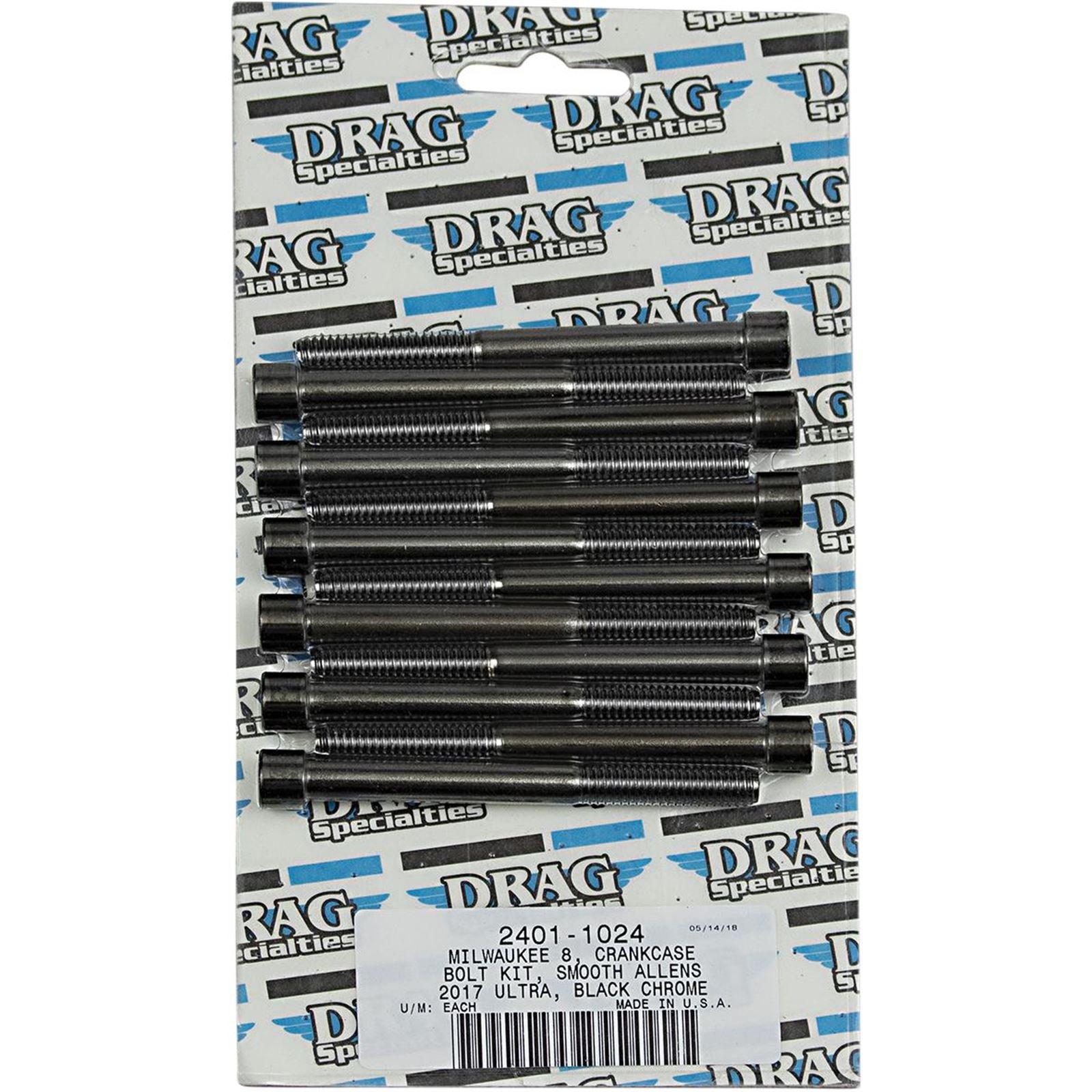Drag Specialties Bolt Kit Milwaukee-Eight Crankcase Black/Chrome Smooth [MPN: 2401-1024]_254478
