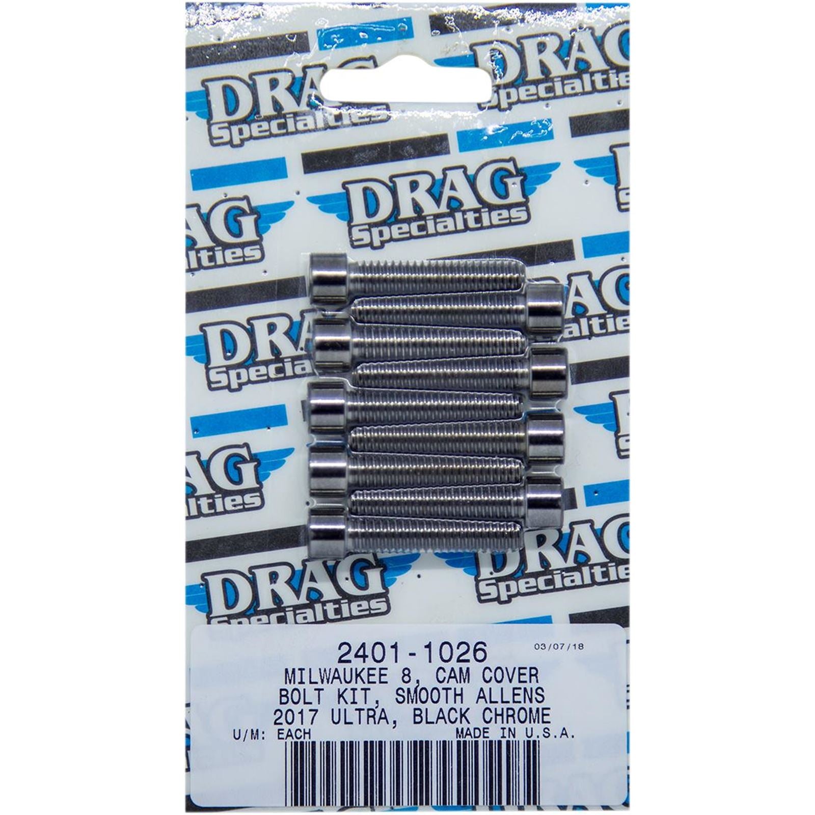 Drag Specialties Bolt Kit Milwaukee-Eight Camshaft Cover Black/Chrome Smooth [MPN: 2401-1026]_254480