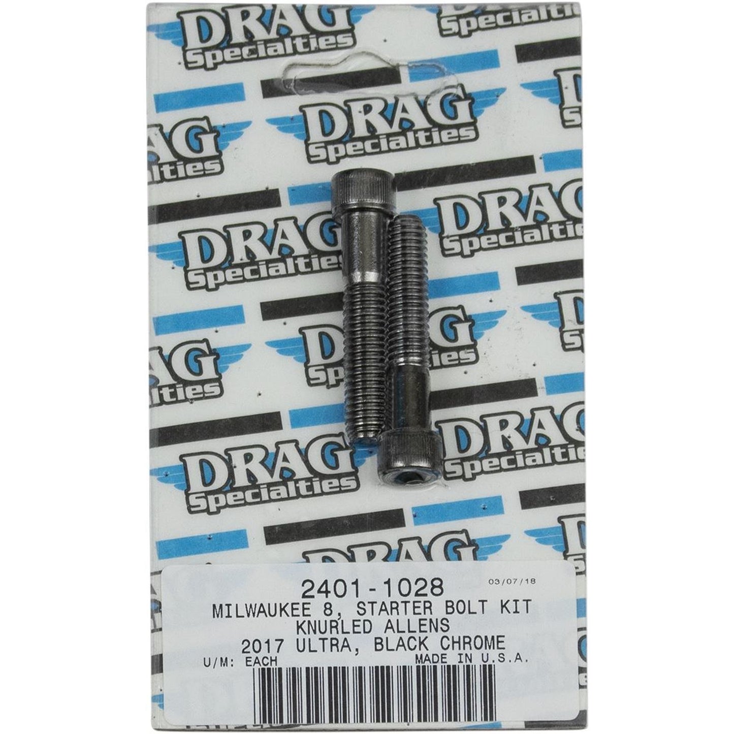Drag Specialties Bolt Kit Milwaukee-Eight Starter Black/Chrome Knurled 2401-1028_254483