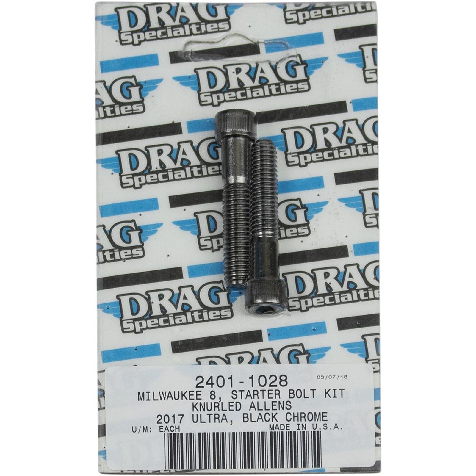 Drag Specialties Bolt Kit Milwaukee-Eight Starter Black/Chrome Knurled 2401-1028_254483