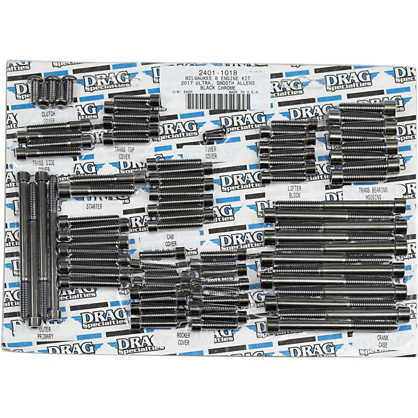 Drag Specialties Bolt Kit Milwaukee-Eight Engine Set Black/Chrome Smooth 2401-1018_254485