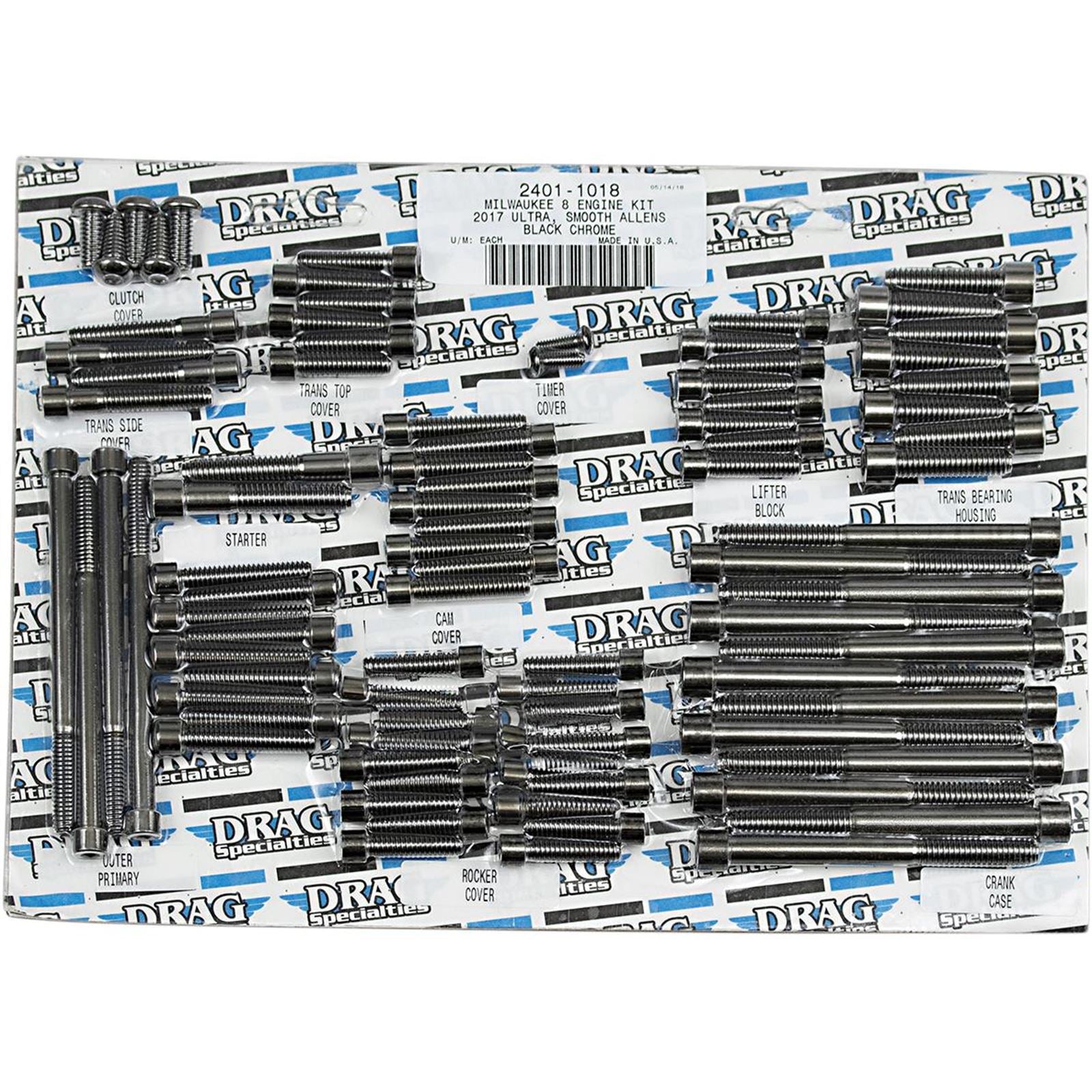 Drag Specialties Bolt Kit Milwaukee-Eight Engine Set Black/Chrome Smooth 2401-1018_254485