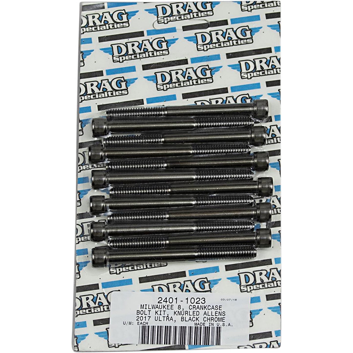 Drag Specialties Bolt Kit Milwaukee-Eight Crankcase Black/Chrome Knurled 2401-1023_254490