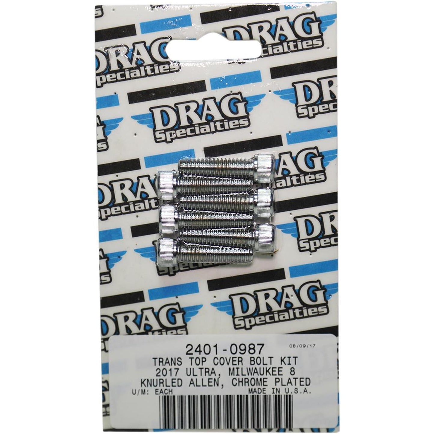 Drag Specialties Bolt Kit Milwaukee-Eight Transmission Top Knurled All Chrome [MPN: 2401-0987]_254491