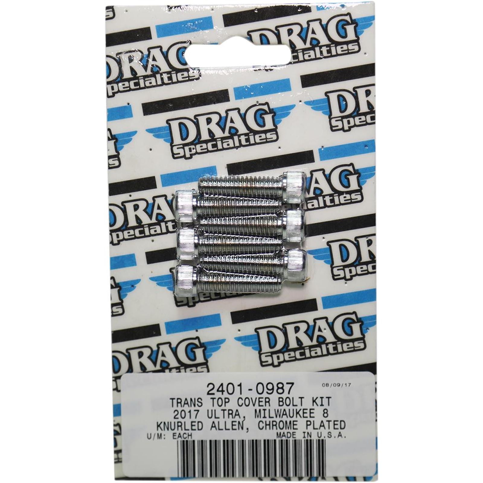 Drag Specialties Bolt Kit Milwaukee-Eight Transmission Top Knurled All Chrome [MPN: 2401-0987]_254491