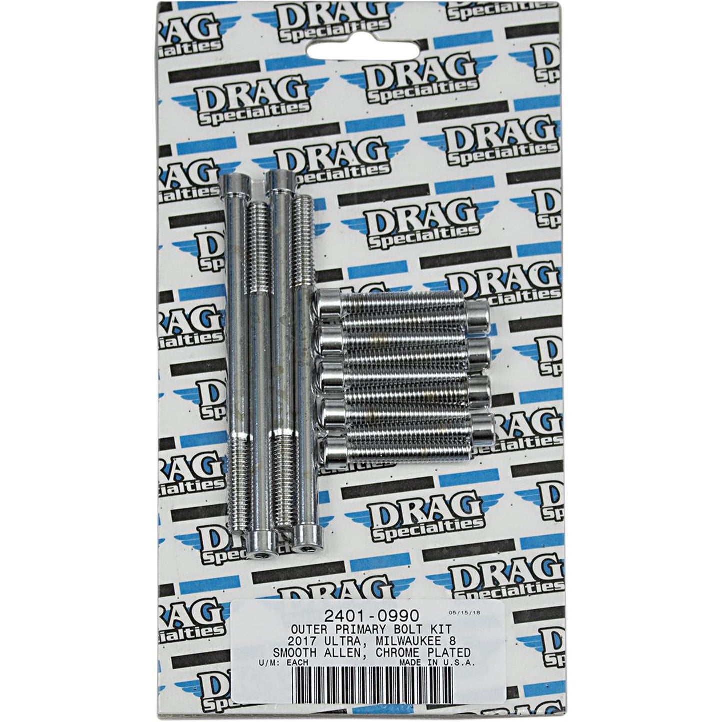 Drag Specialties Bolt Kit Milwaukee-Eight Outer Primary Smooth All Chrome 2401-0990_254496
