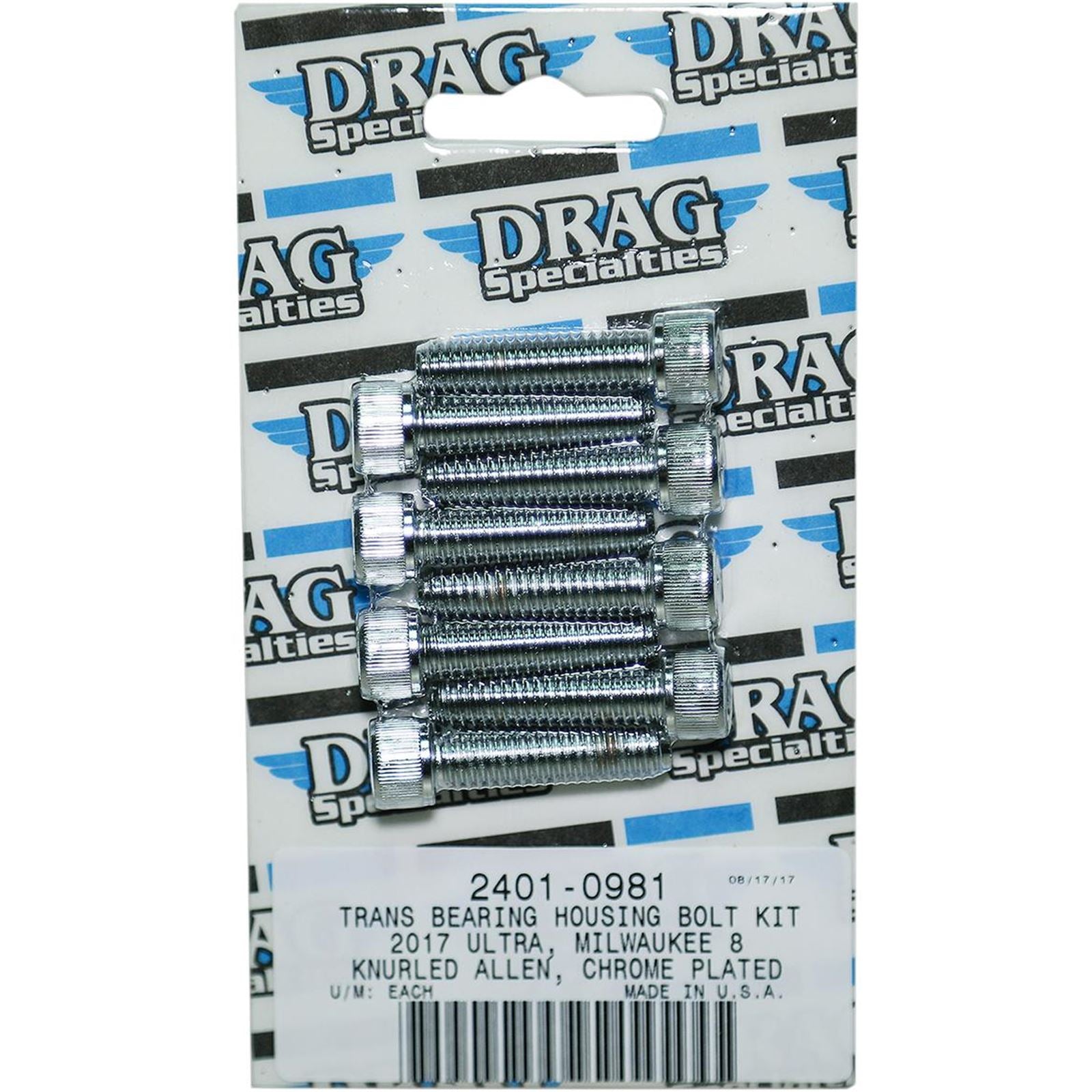 Drag Specialties Bolt Kit Milwaukee-Eight Transmission Bearing Knurled All Chrome 2401-0981_254499