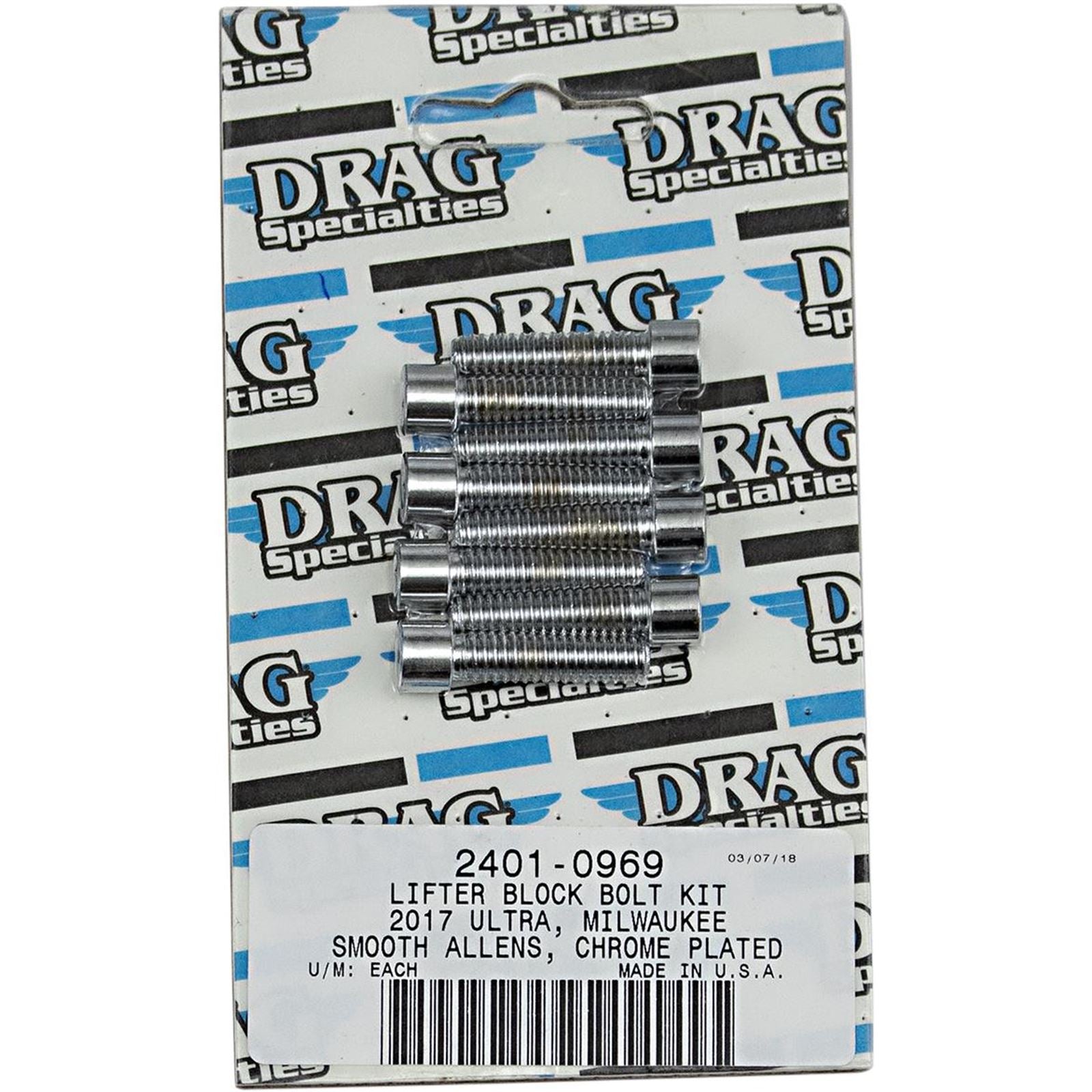 Drag Specialties Bolt Kit Milwaukee-Eight Lifter Block Smooth All Chrome 2401-0969_254513