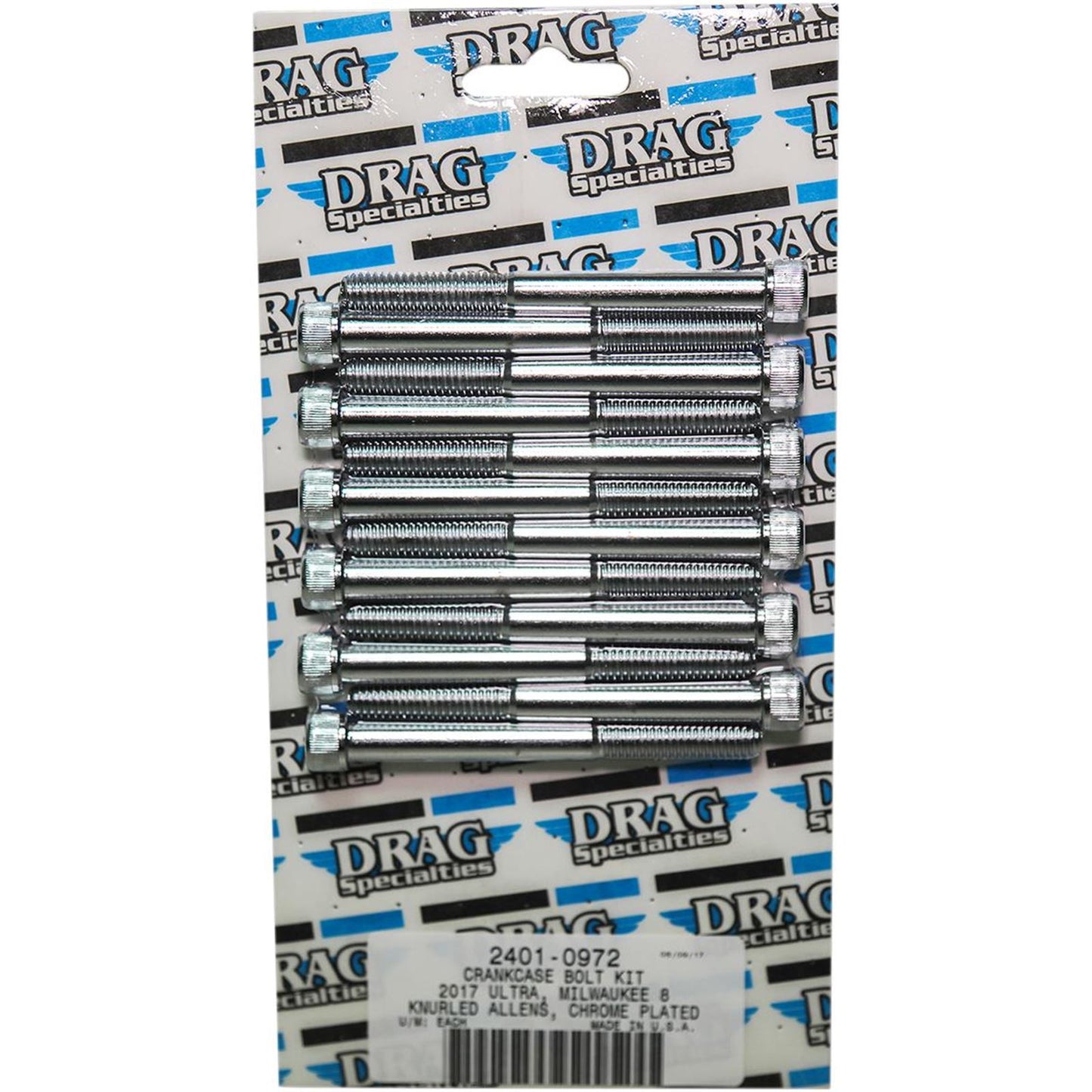 Drag Specialties Bolt Kit Milwaukee-Eight Crankcase Knurled All Chrome 2401-0972_254517