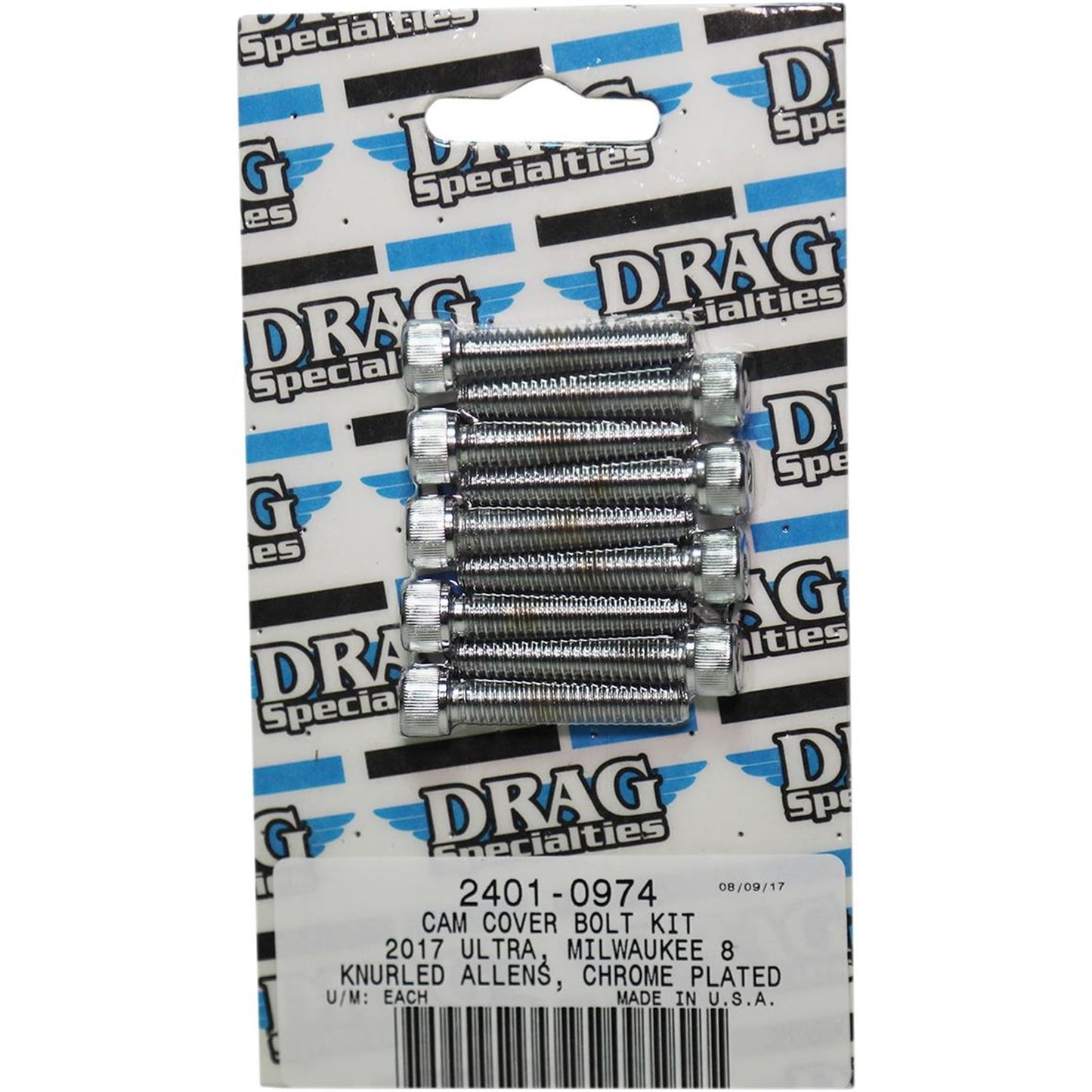 Drag Specialties Bolt Kit Milwaukee-Eight Camshaft Cover Knurled All Chrome 2401-0974_254519