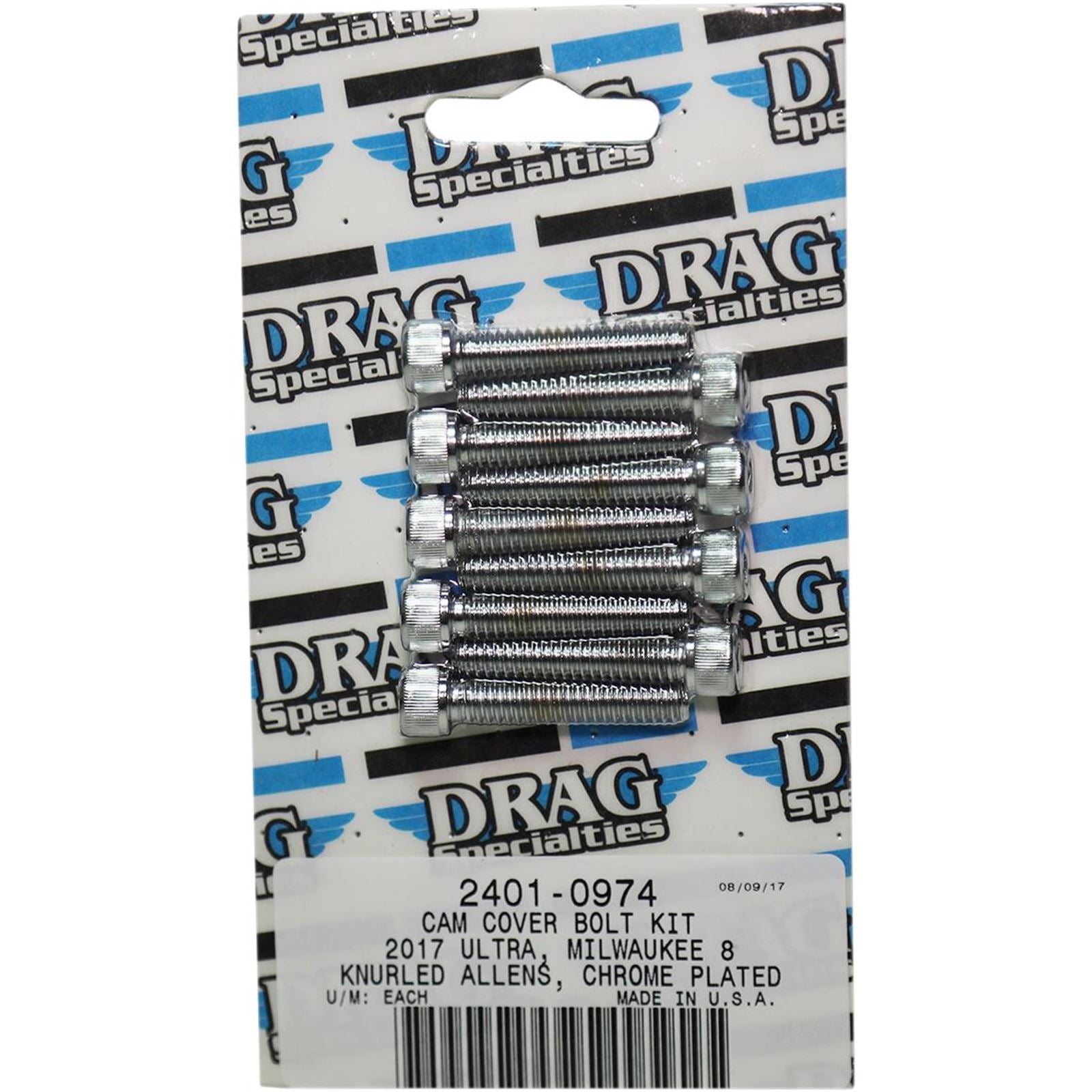 Drag Specialties Bolt Kit Milwaukee-Eight Camshaft Cover Knurled All Chrome 2401-0974_254519