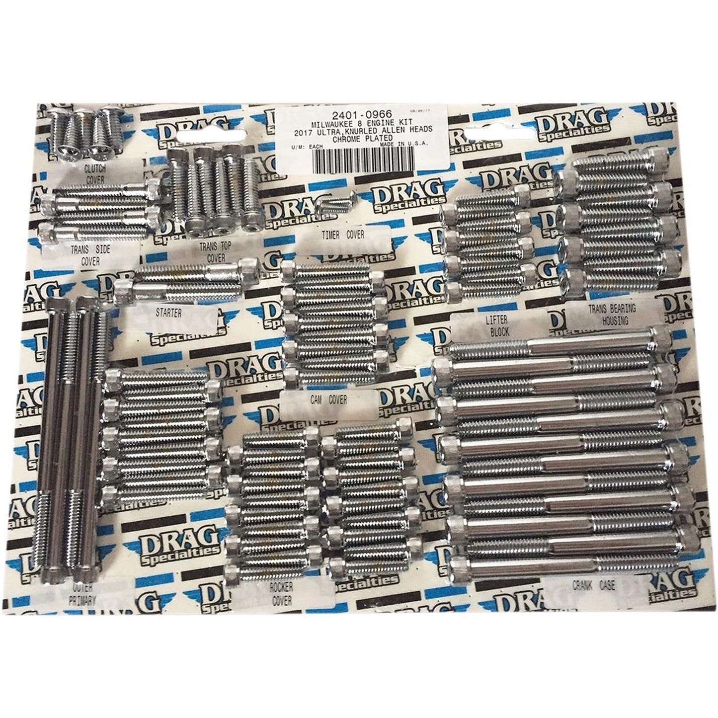 Drag Specialties Bolt Kit Milwaukee-Eight Engine Allen Chrome 2401-0966_254525