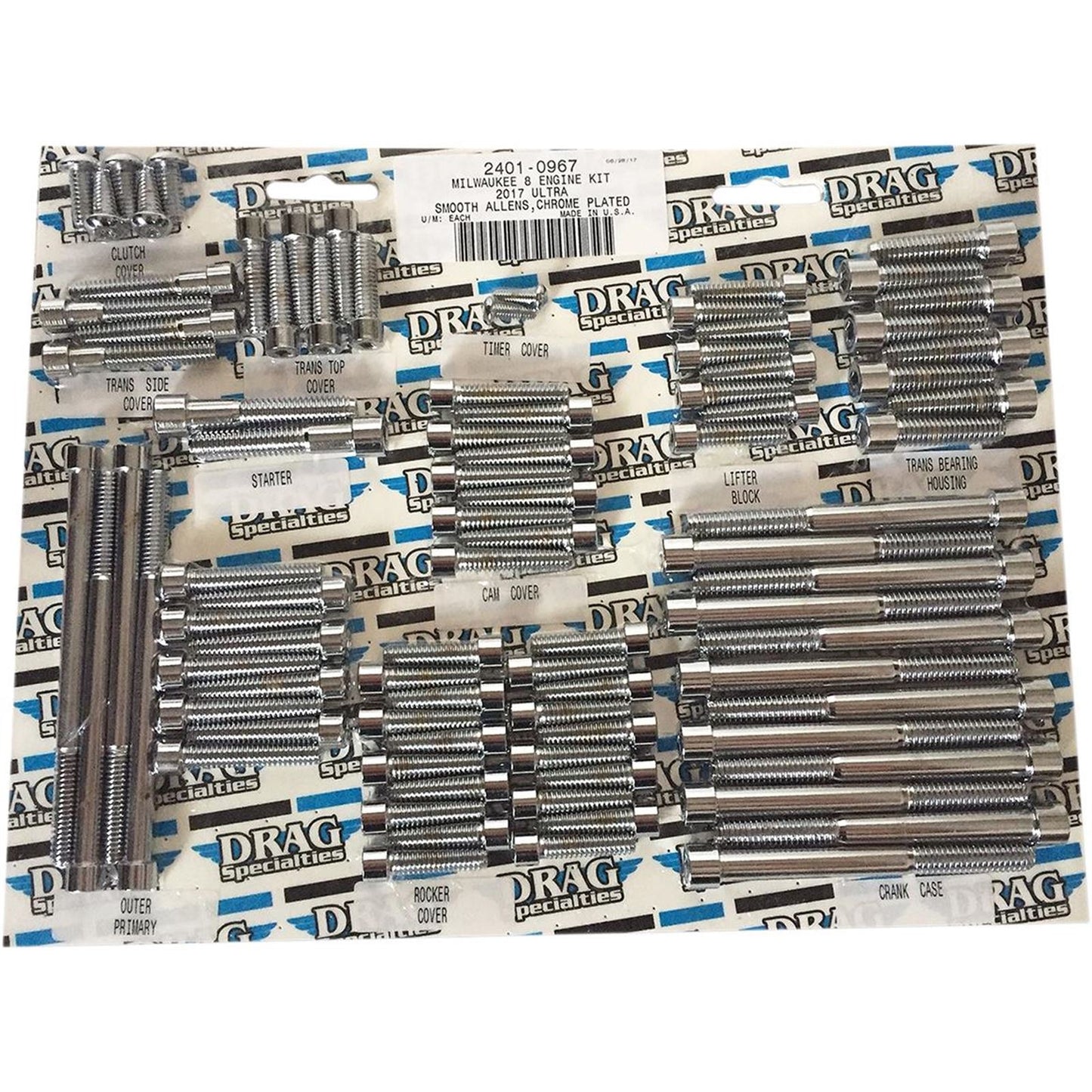 Drag Specialties Bolt Kit Milwaukee-Eight Engine Smooth Allen Chrome [MPN: 2401-0967]_254526
