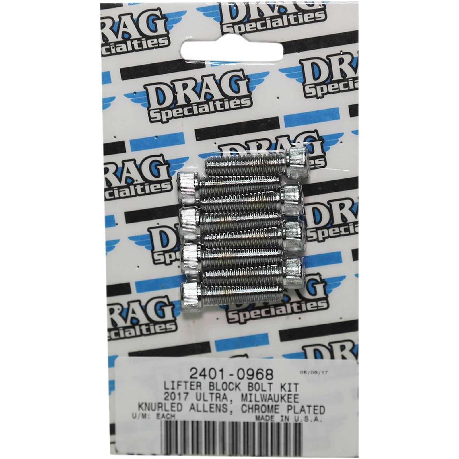 Drag Specialties Bolt Kit Milwaukee-Eight Lifter Block Knurled All Chrome 2401-0968_254527