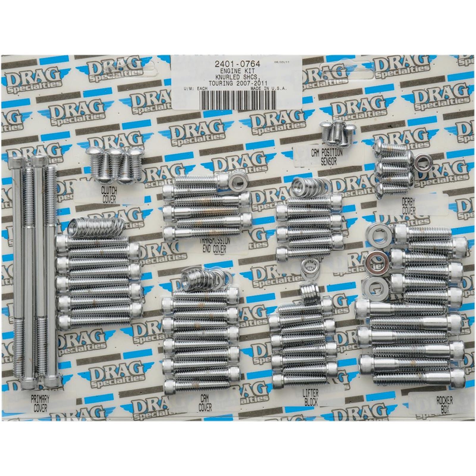 Drag Specialties Bolt Kit Motor Knurled FL 07-16 2401-0764_254557
