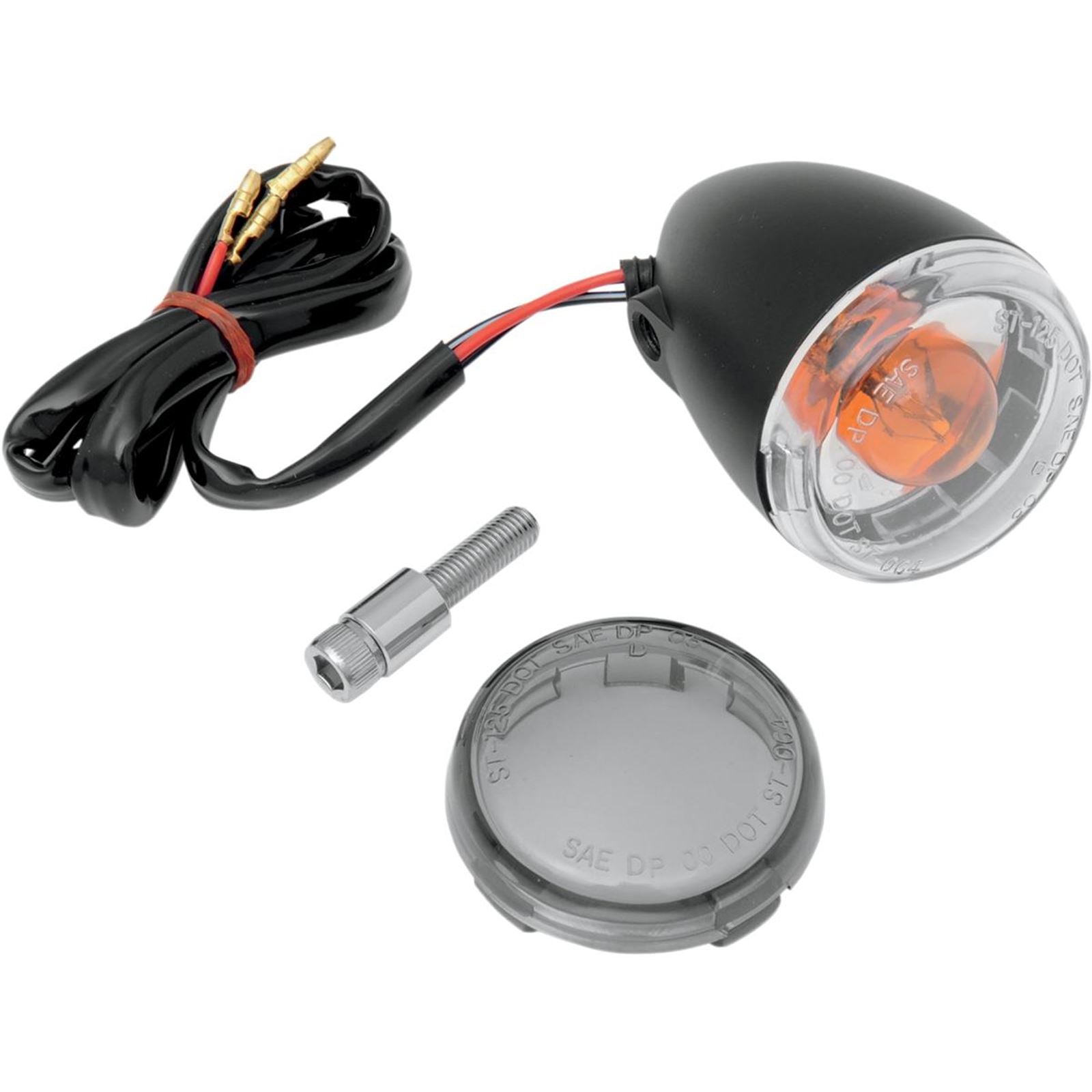 Drag Specialties Universal Turn Signal Light - Front - Matte Black with Smoke Lens 2020-0417_254852
