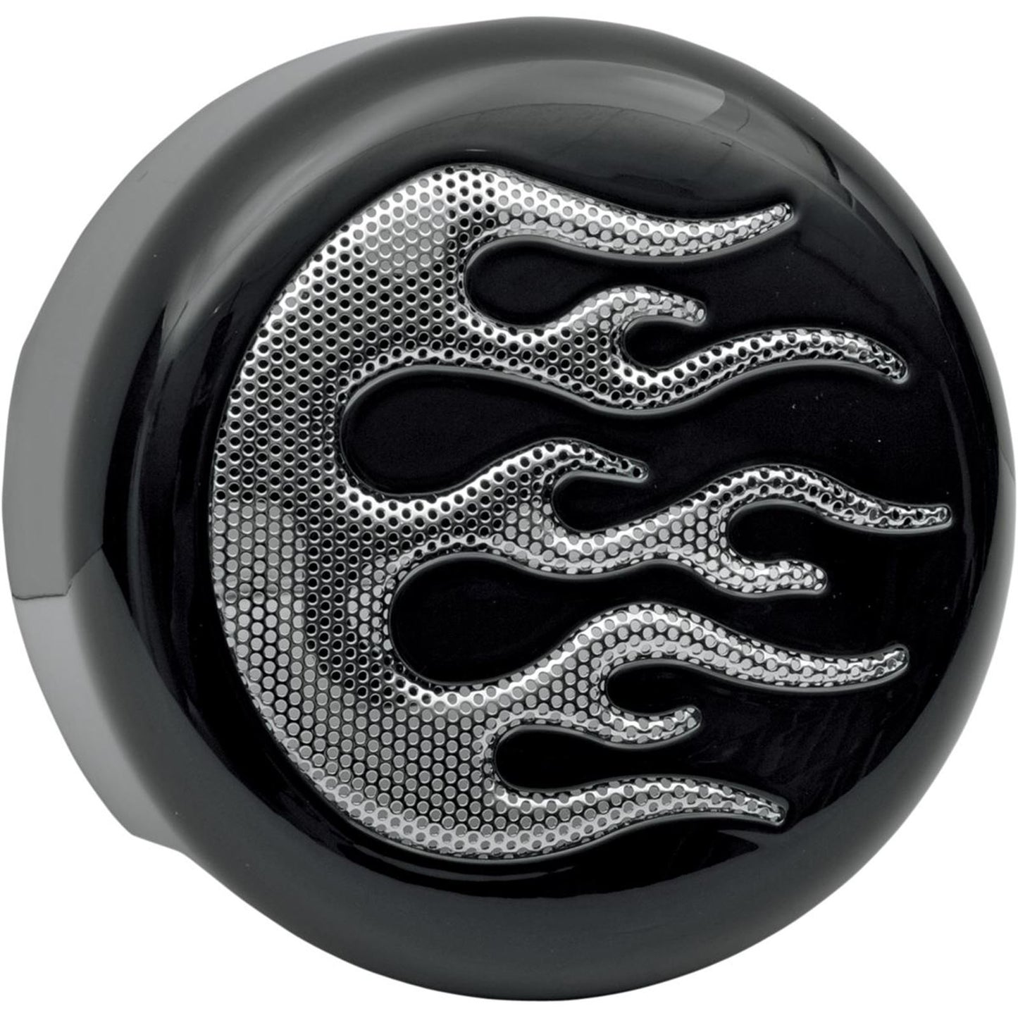Drag Specialties Horn Cover - Black with Chrome Flame 2107-0053_255096