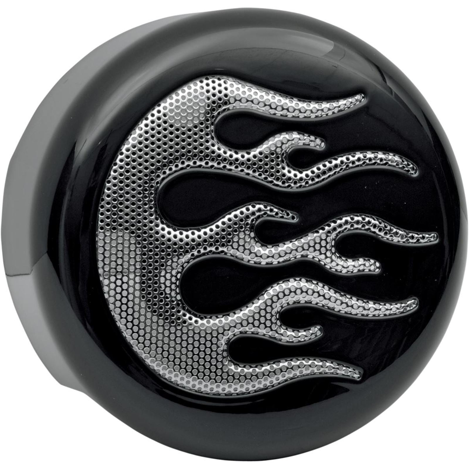 Drag Specialties Horn Cover - Black with Chrome Flame 2107-0053_255096