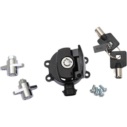 Drag Specialties Side Hinge Ignition Switch with Saddlebag Lock - Gloss Black 2106-0412_255111