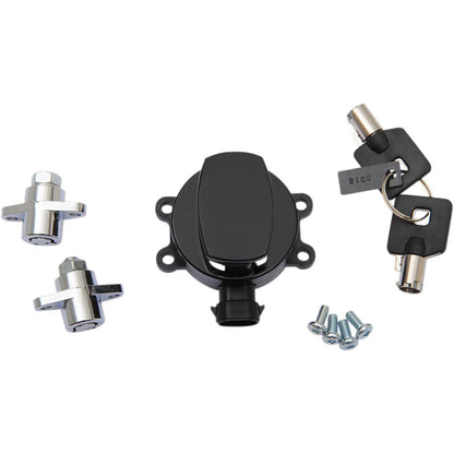 Drag Specialties Side Hinge Ignition Switch with Saddlebag Lock - Gloss Black 2106-0412_255112