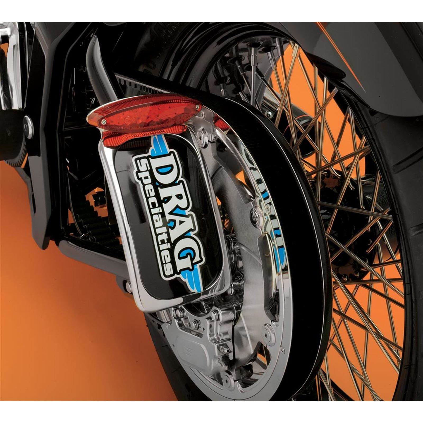 Drag Specialties Taillight/License Plate Mount - Cat Eye -Red Lens - Clear LED 2010-0387_255285