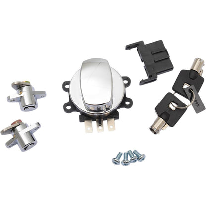 Drag Specialties Side Hinge Ignition Switch with Saddlebag Lock - Chrome 2106-0407_255337