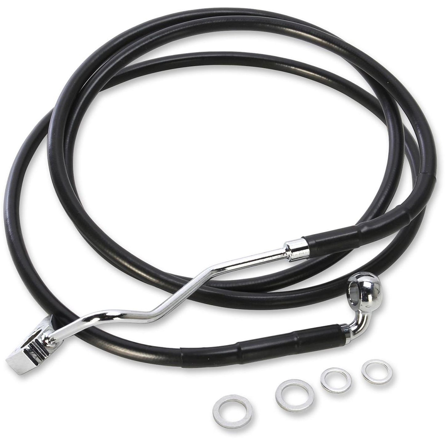 Drag Specialties +4" Brake Line - Front - Black Vinyl - BL 15-17FLTR [MPN: 1741-4506]_255840