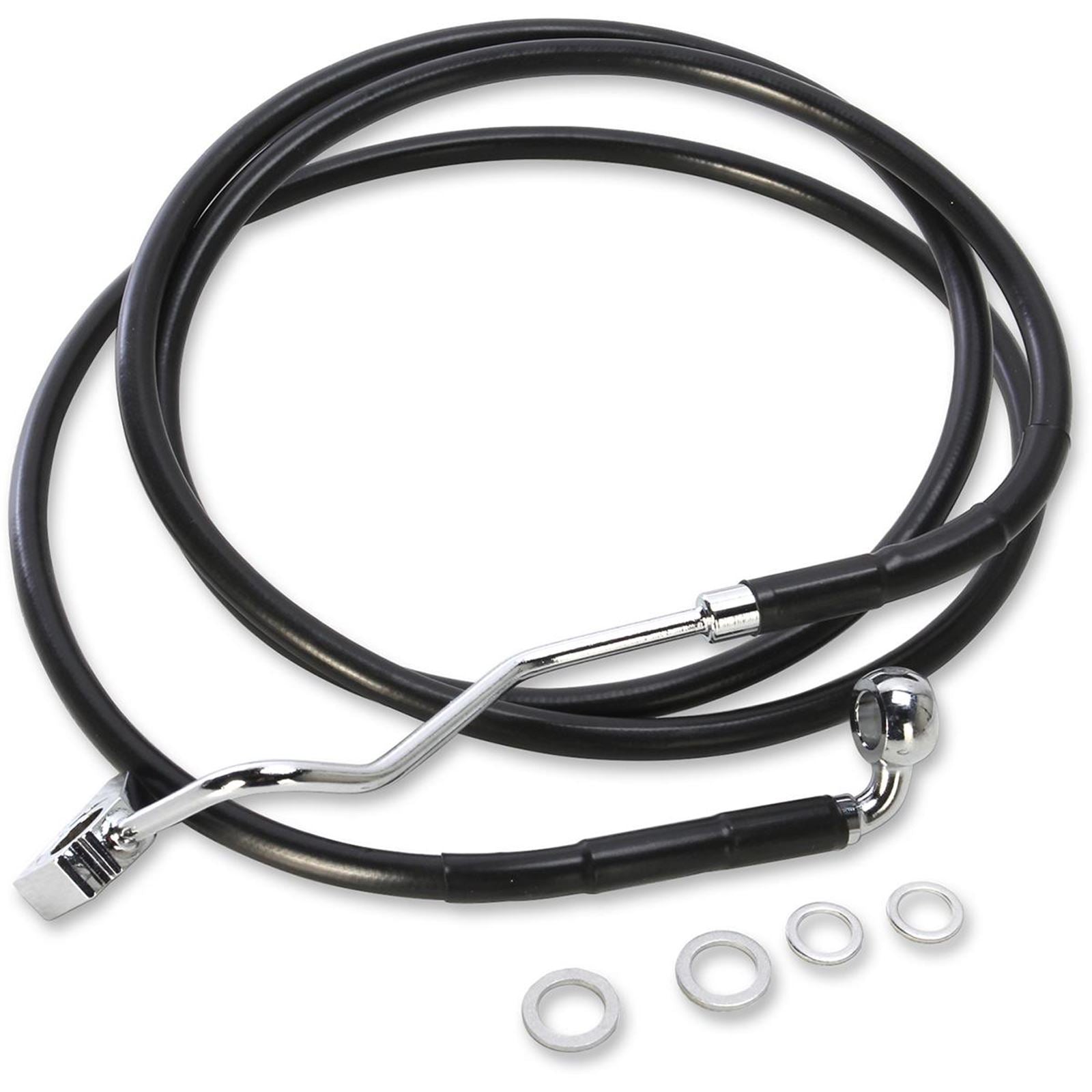 Drag Specialties +4" Brake Line - Front - Black Vinyl - BL 15-17FLTR [MPN: 1741-4506]_255840
