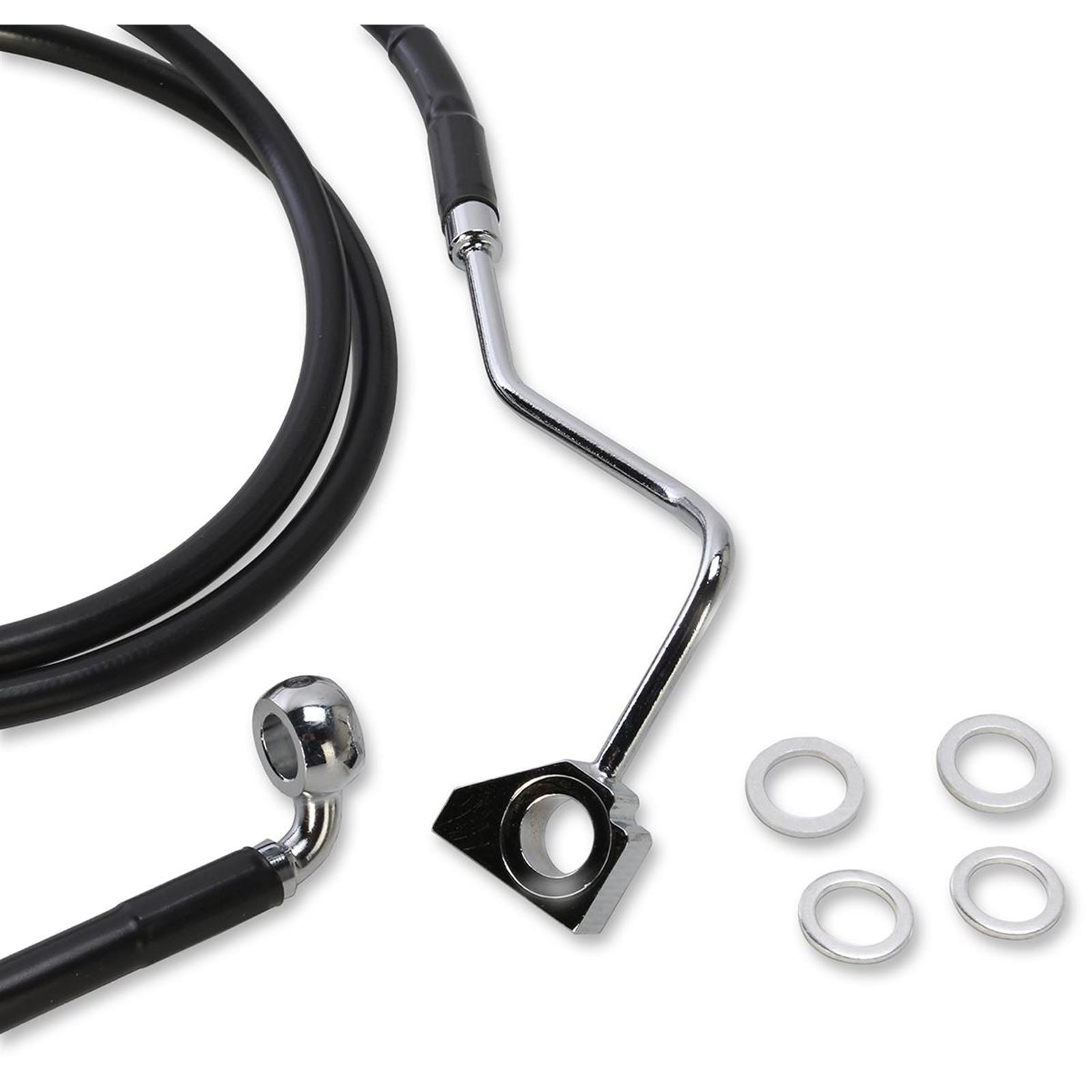 Drag Specialties +4" Brake Line - Front - Black Vinyl - BL 15-17FLTR [MPN: 1741-4506]_255841