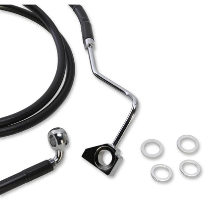 Drag Specialties +4" Brake Line - Front - Black Vinyl - BL 15-17FLTR [MPN: 1741-4506]_255841
