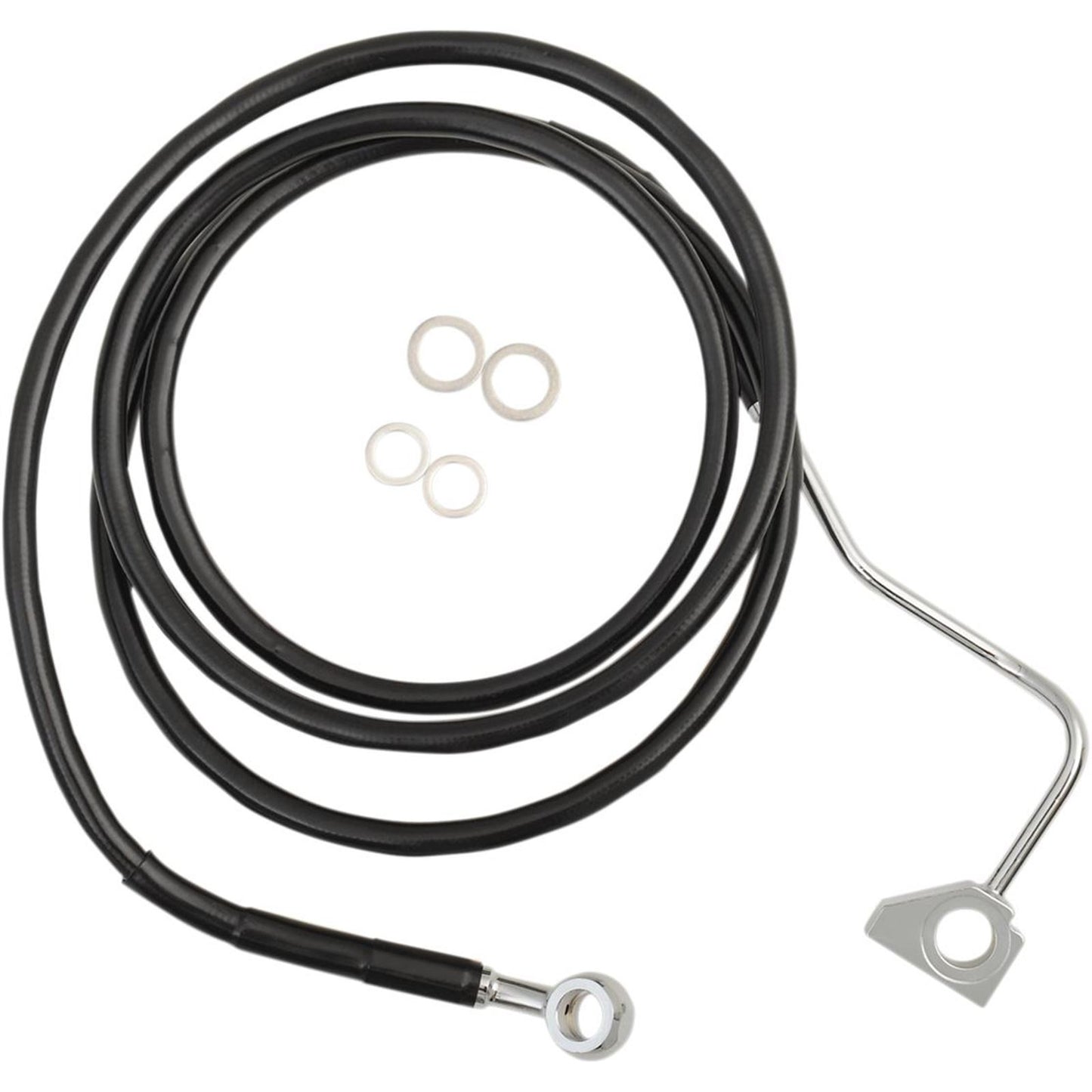 Drag Specialties +4" Brake Line - Front - Black Vinyl - 14-17FL with ABS [MPN: 1741-3996]_255869