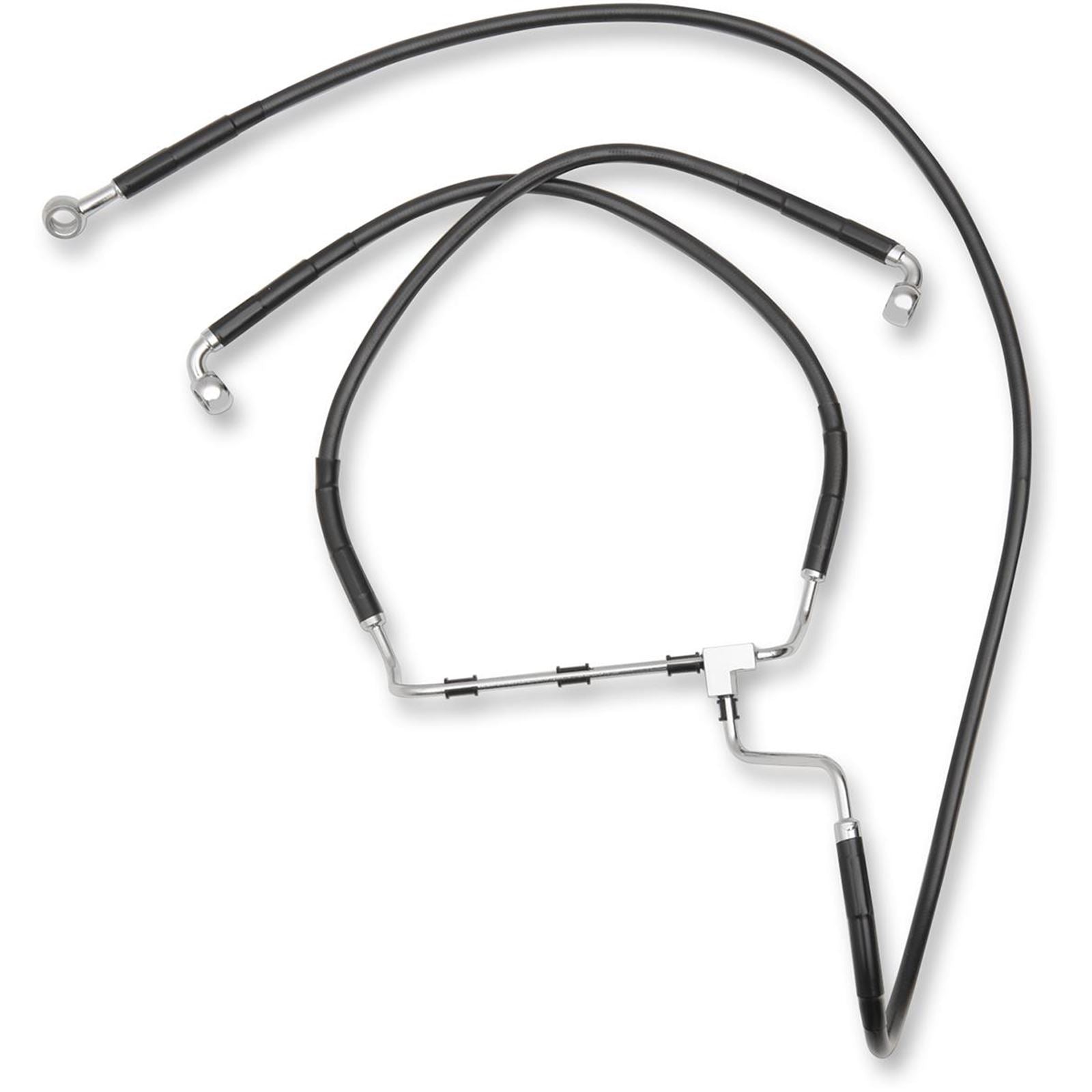 Drag Specialties +4" Brake Line - Front - Black Vinyl - 14-16FLHT [MPN: 1741-3978]_255887