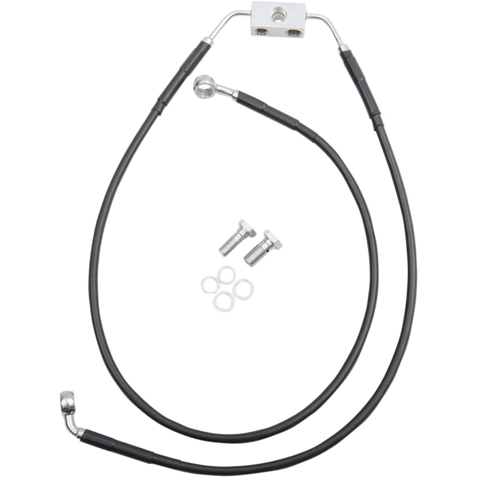 Drag Specialties +4" Brake Line - Front - Black Vinyl - FXDB2-17 1741-3802_256074