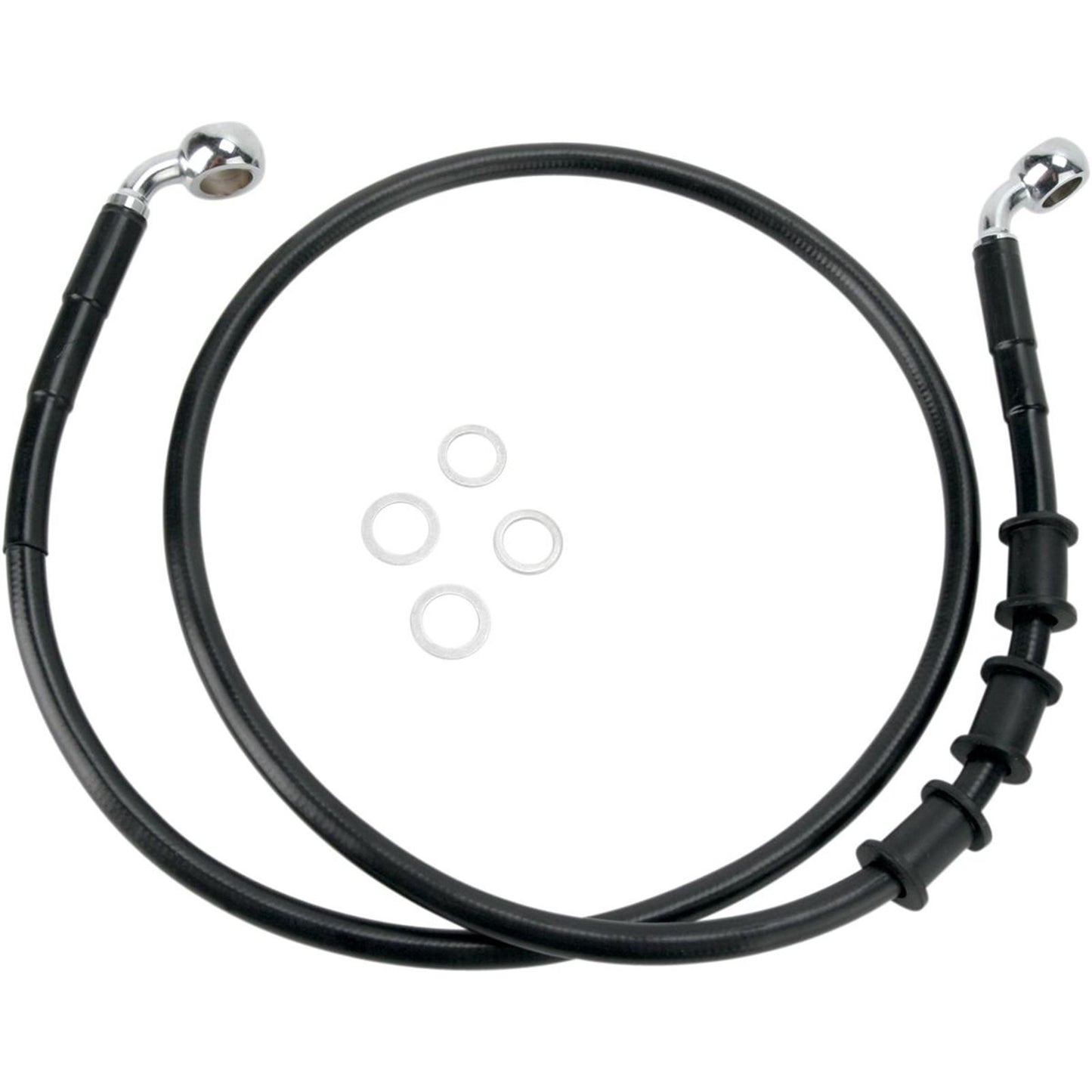 Drag Specialties +4" Brake Line - Front - Black Vinyl - FLSTN08-14 1741-2848_256264