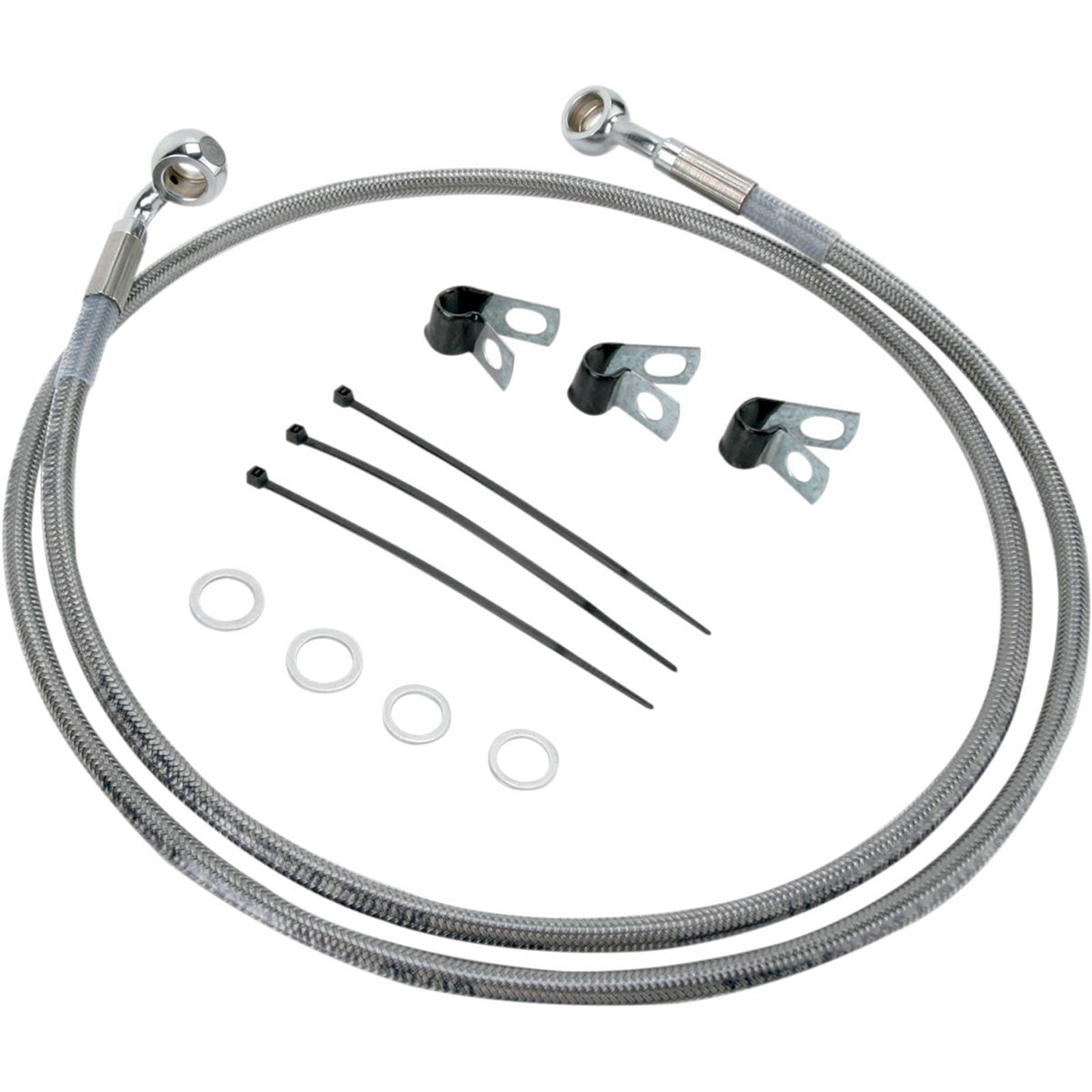 Drag Specialties +4" Brake Line - Front - Stainless Steel - 00-07FLST 1741-2650_256373
