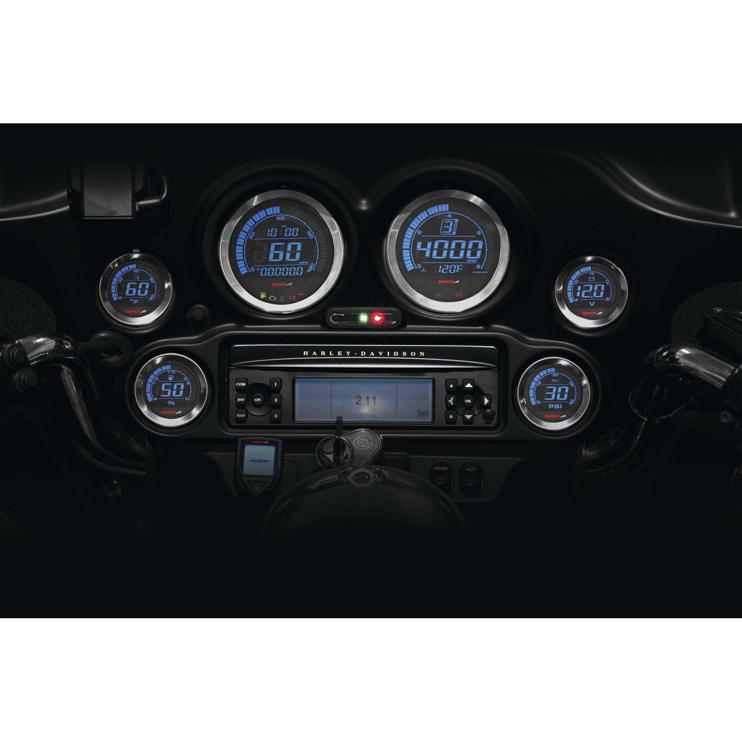 Koso Digital Gauge Cluster Silver Bezel 04-13 FLHT And FLTR BA050901_256402