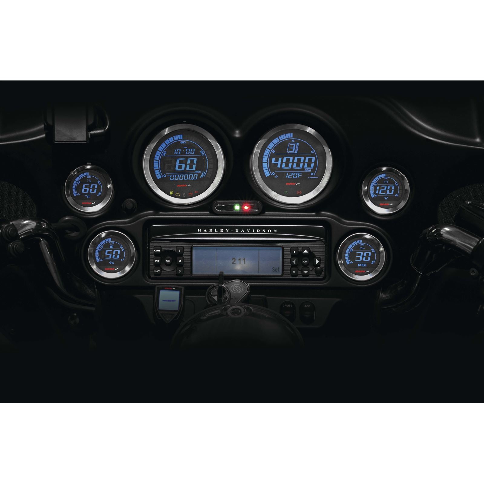 Koso Digital Gauge Cluster Silver Bezel 04-13 FLHT And FLTR BA050901_256402