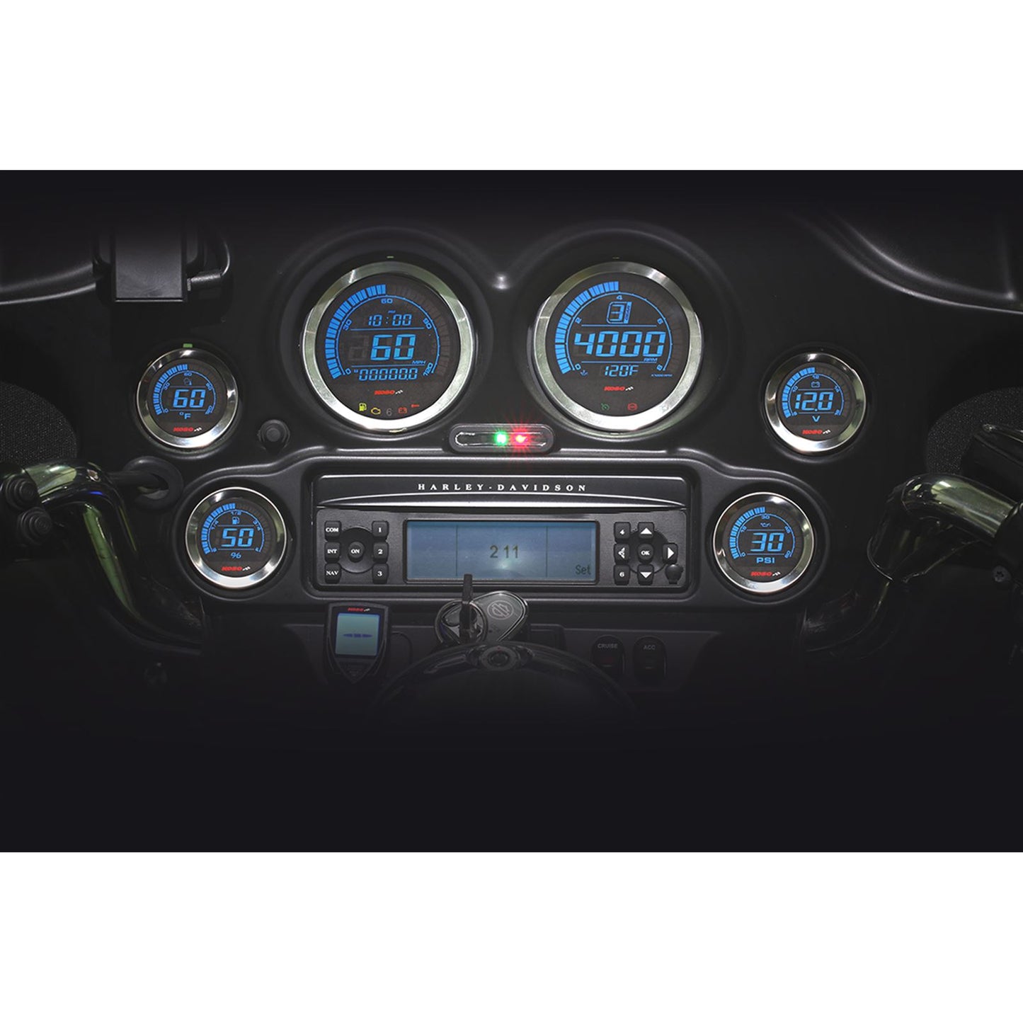 Koso Digital Gauge Cluster Silver Bezel 04-13 FLHT And FLTR BA050901_410214